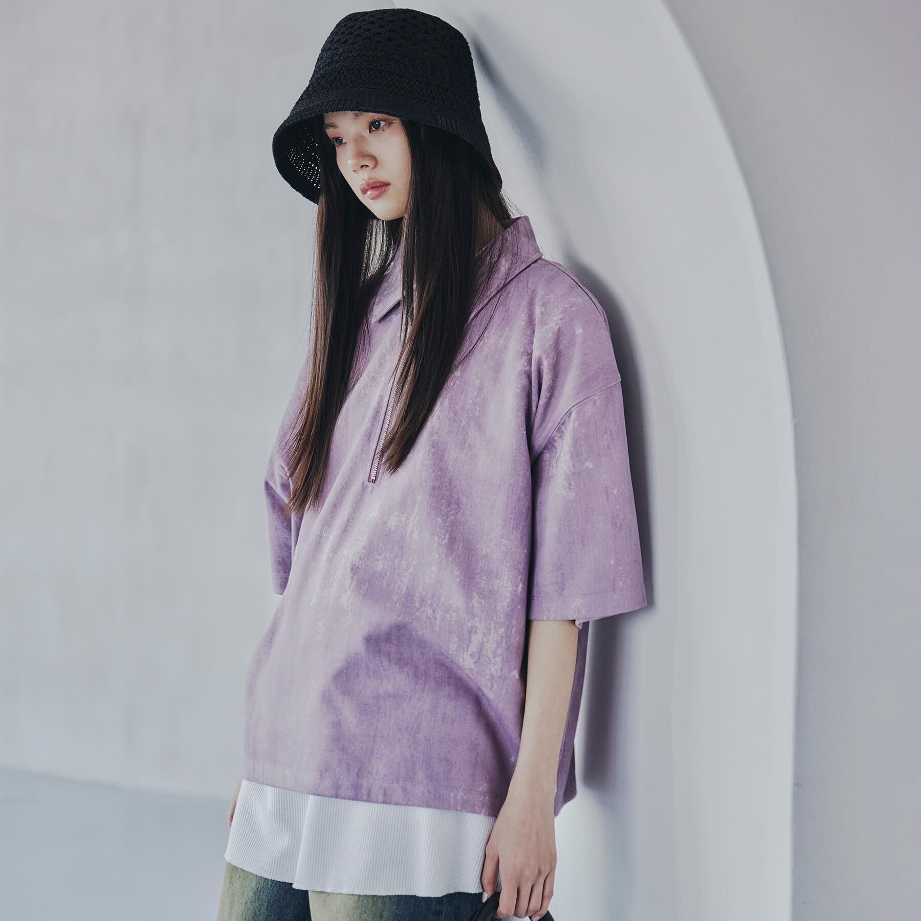 tk.TAKEO KIKUCHI「ヴィンテージライクハーフジップポロシャツ」|ポロシャツ|