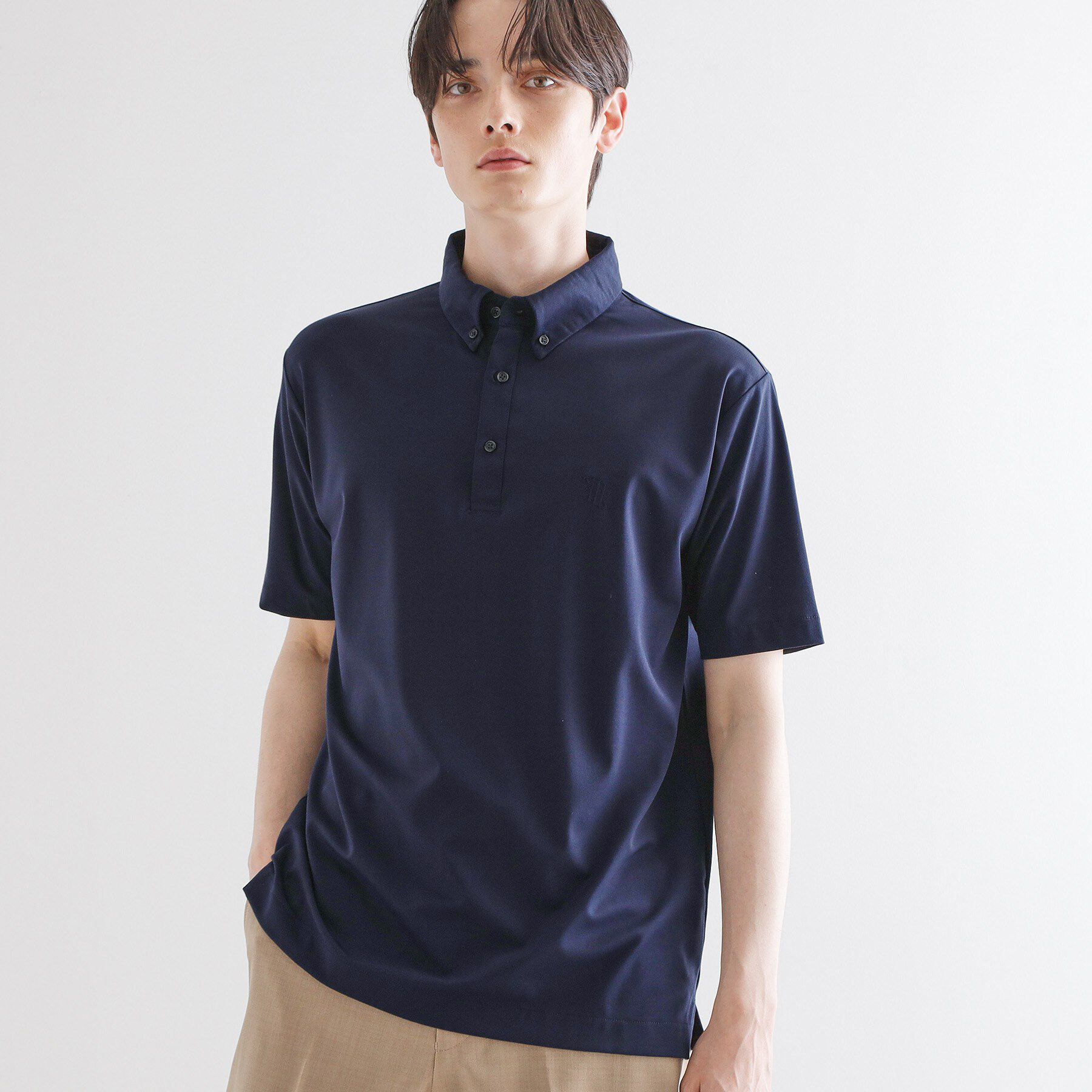 tk.TAKEO KIKUCHI「【マシンウォッシャブル】ハイゲージジャージストレッチポロシャツ」|ポロシャツ|ネイビー(094)