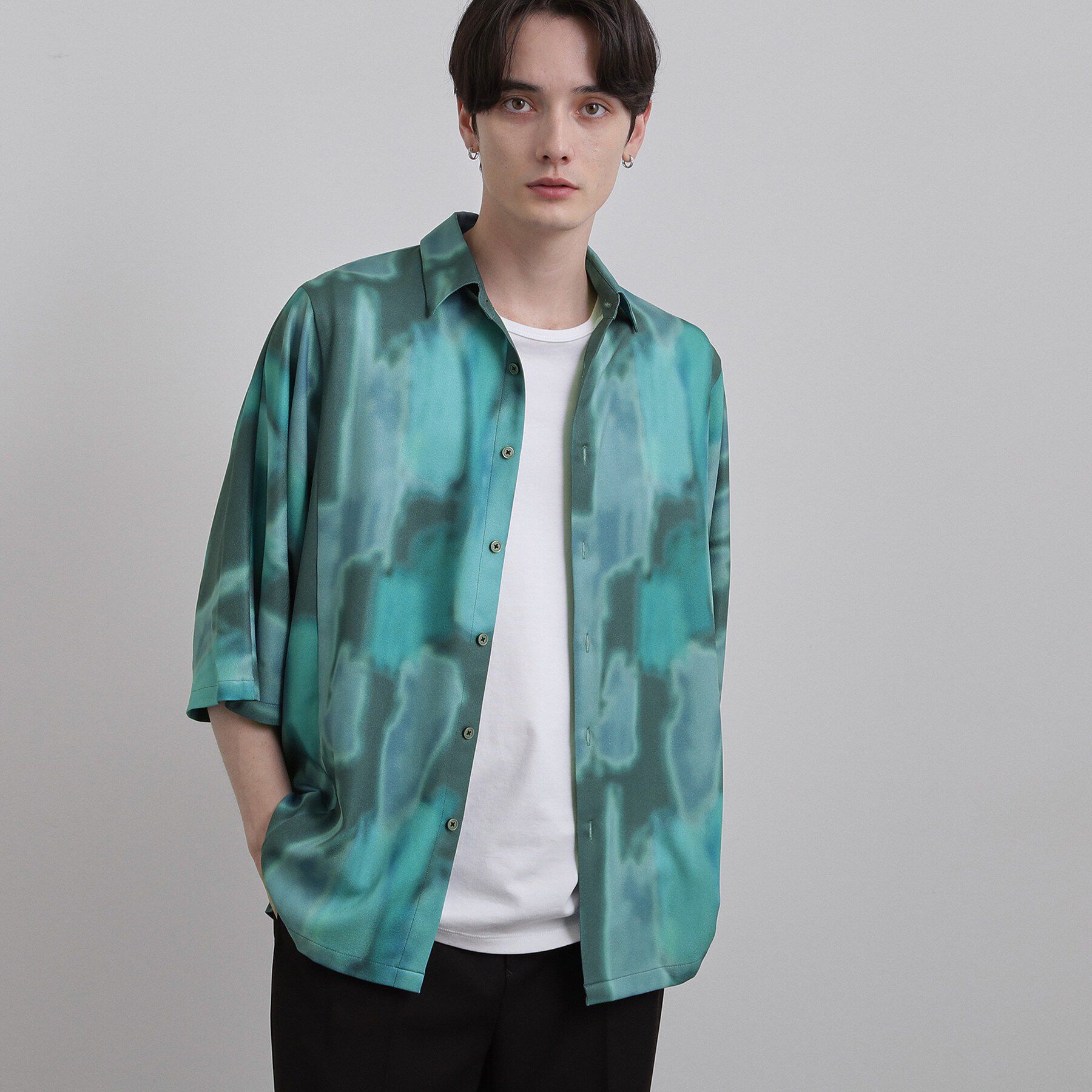 tk.TAKEO KIKUCHI「アブストラクトドルマンシャツ」|シャツ・ブラウス|ブルー(493)