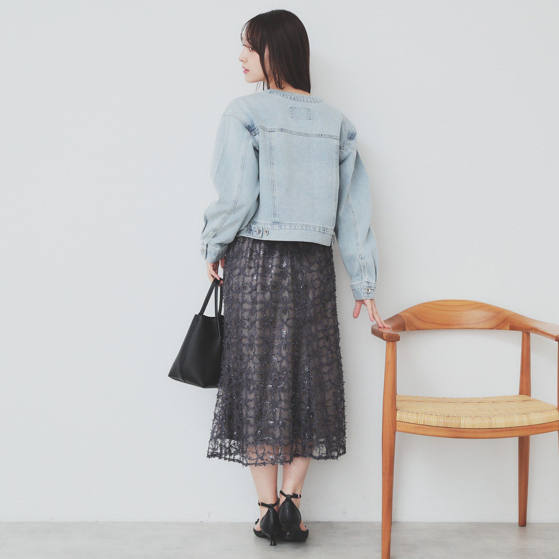 index「ノーカラーGジャン【洗濯機洗い可】」|デニムジャケット|