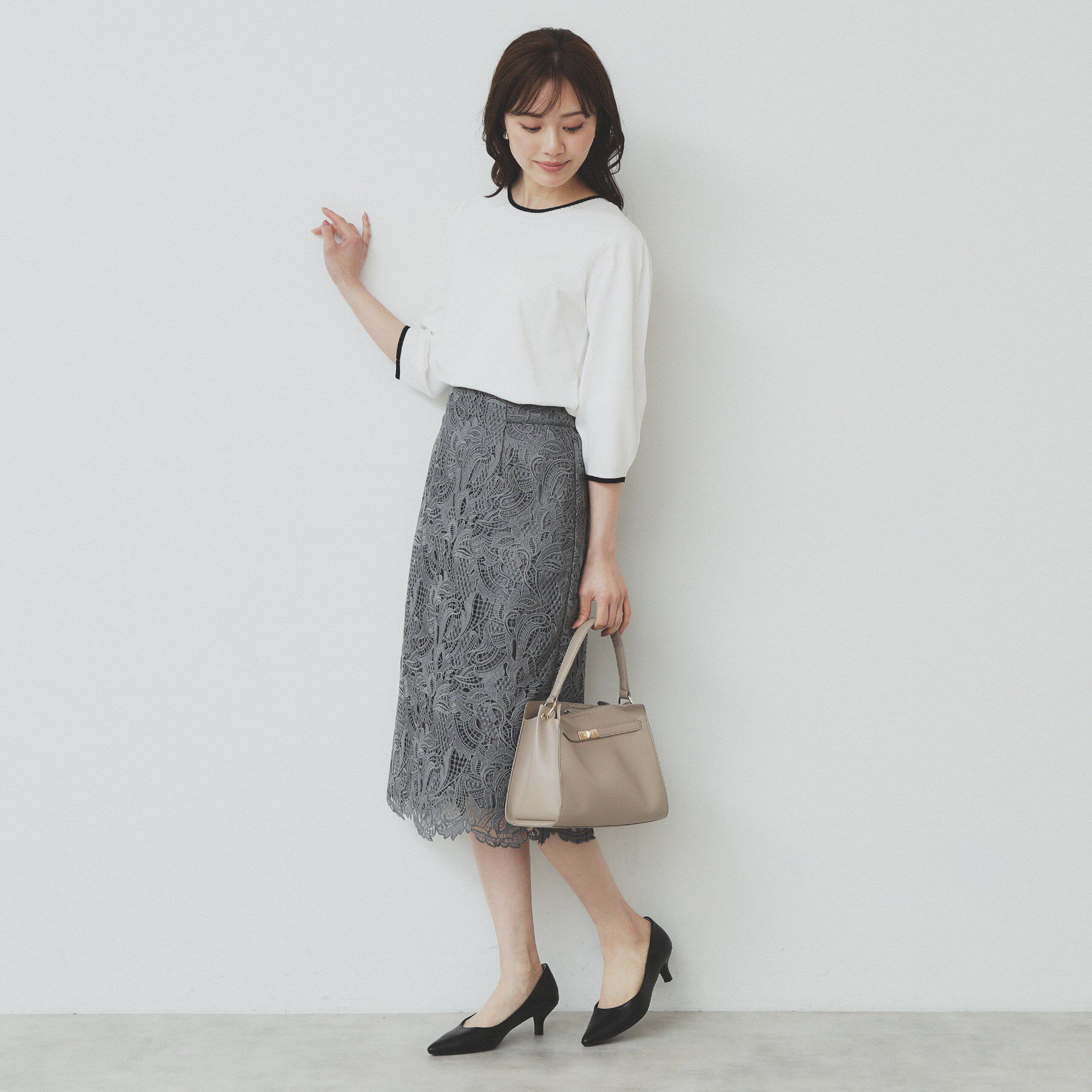 index「《7色展開/XS-LLサイズ》クルーネックデザインスリーブニット【洗濯機洗い可】」|ニット・セーター|