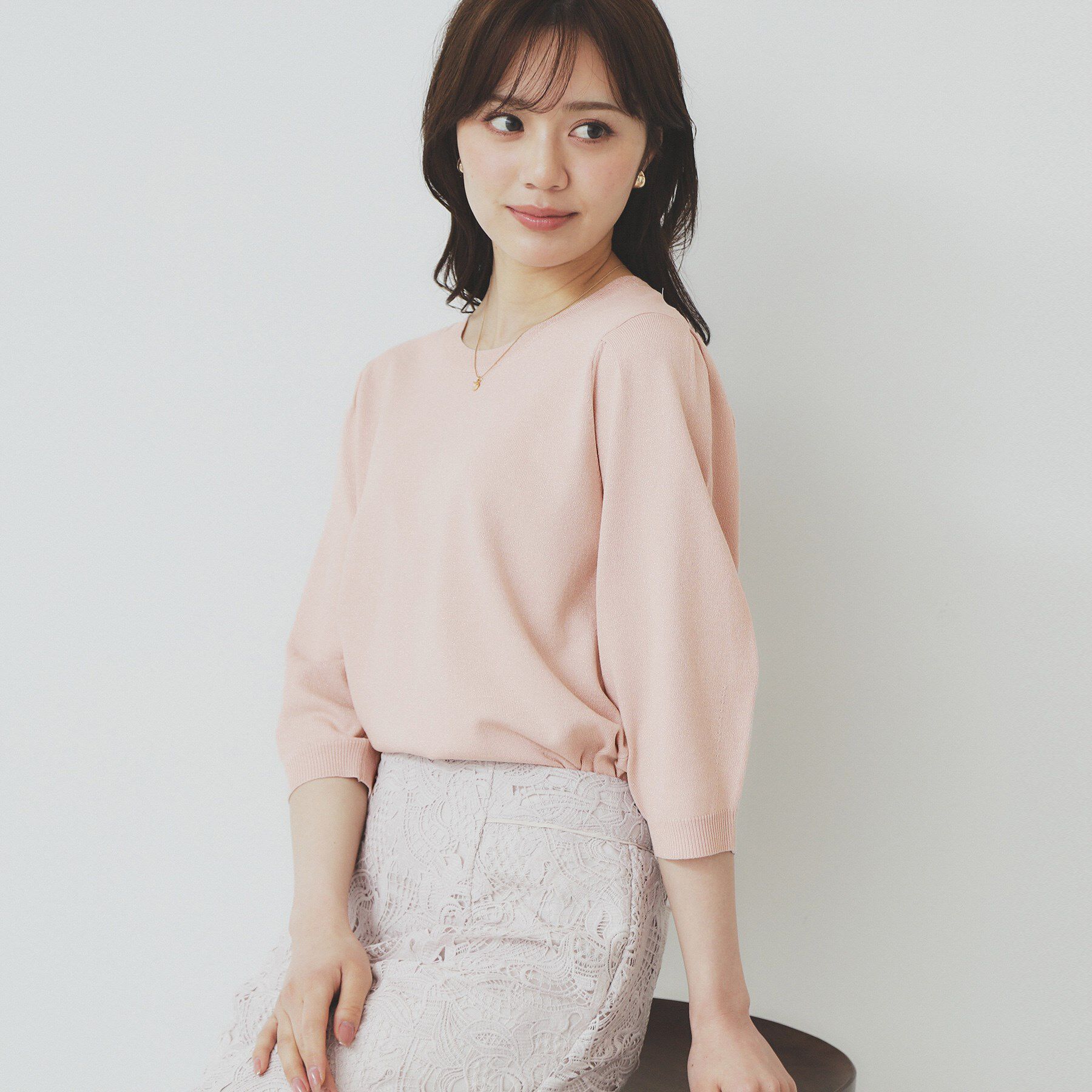 index「《7色展開/XS-LLサイズ》クルーネックデザインスリーブニット【洗濯機洗い可】」|ニット・セーター|