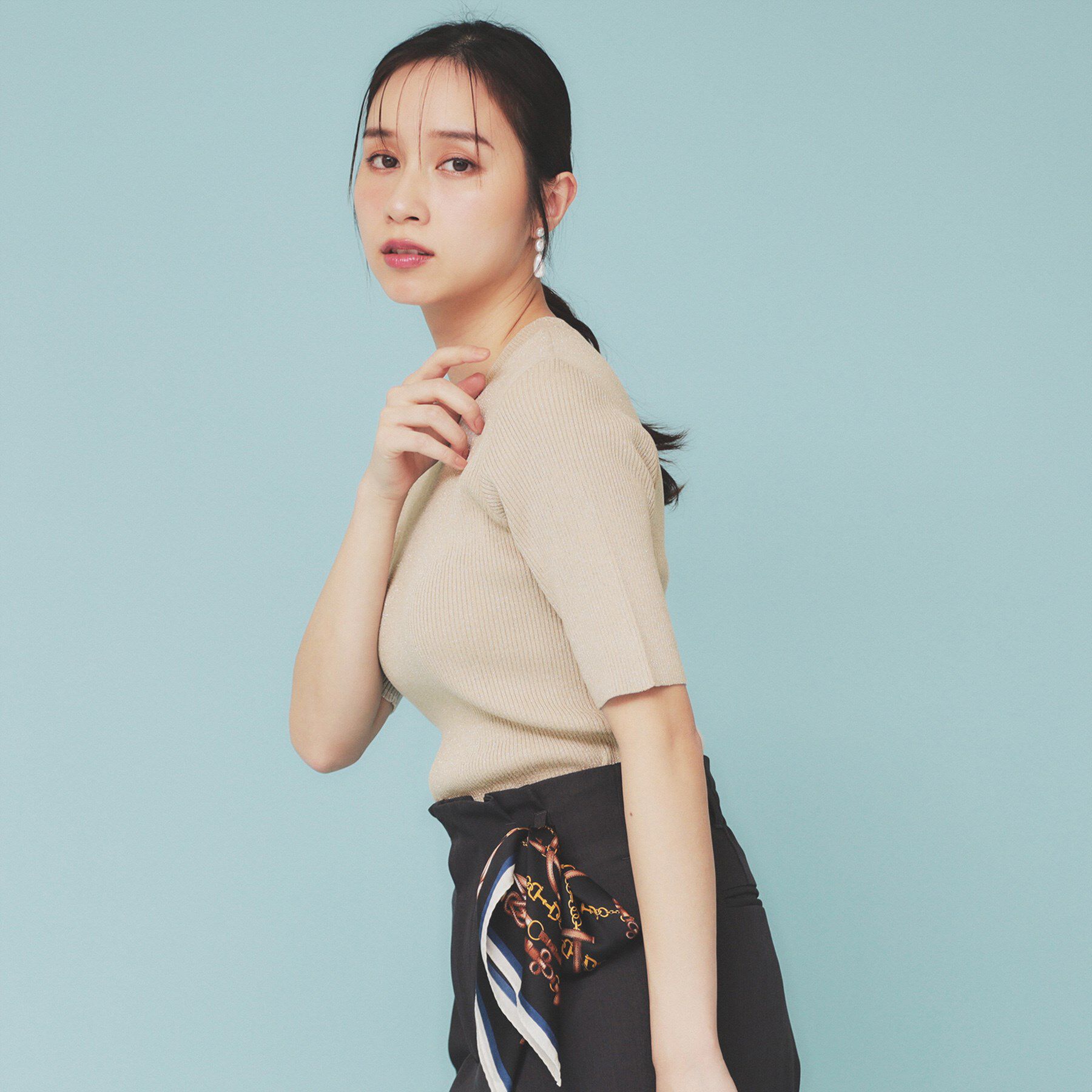 index「《ツインセット》アシメチュールキャミ&times;ラメリブニット【洗濯機洗い可】」|ニット・セーター|