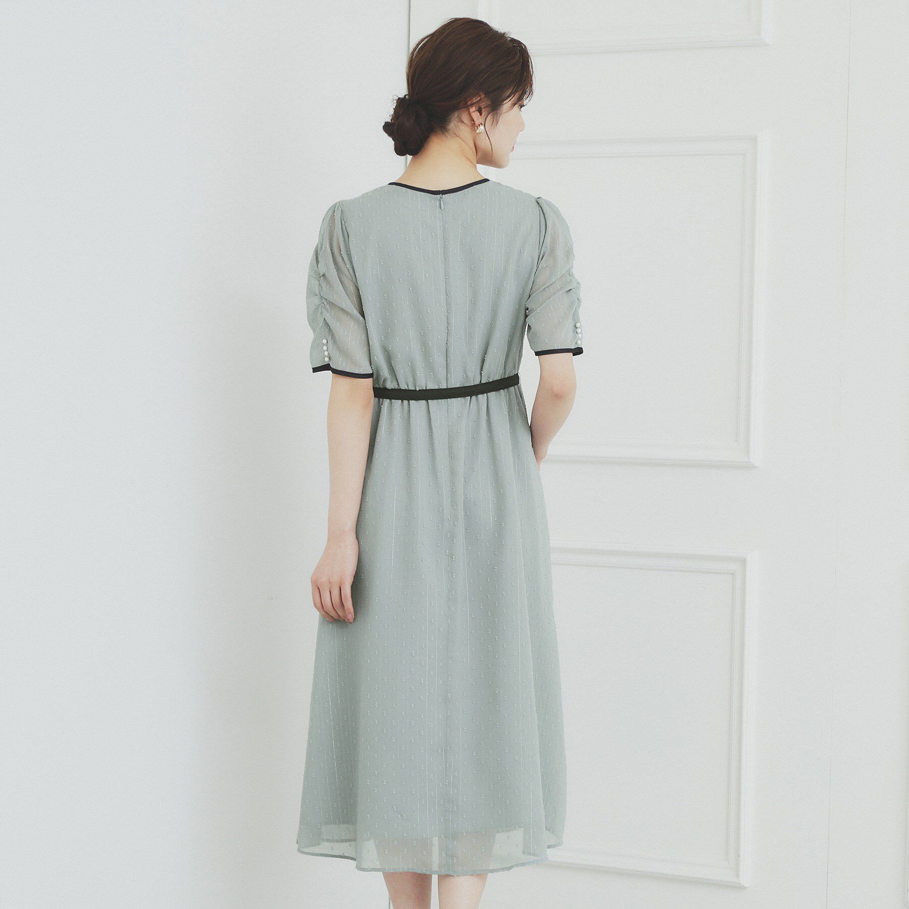 index「フィット＆フレアバイカラーワンピース【洗濯機洗い可/イージーアイロン】」|ワンピース|