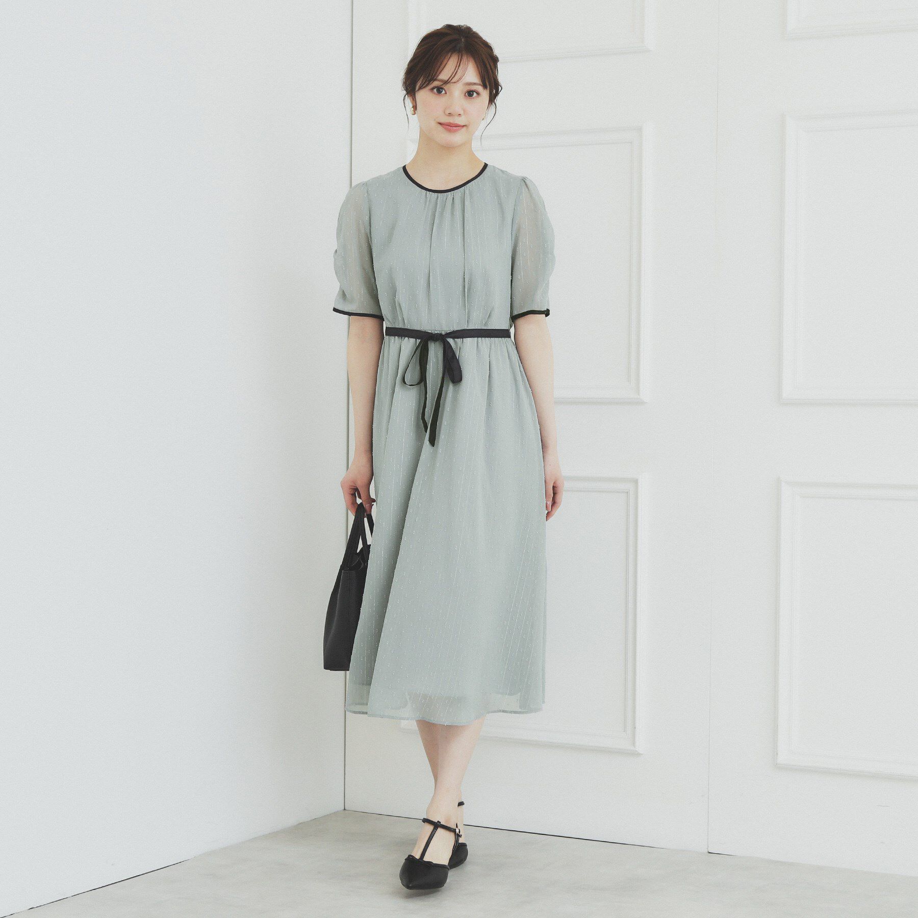 index「フィット＆フレアバイカラーワンピース【洗濯機洗い可/イージーアイロン】」|ワンピース|