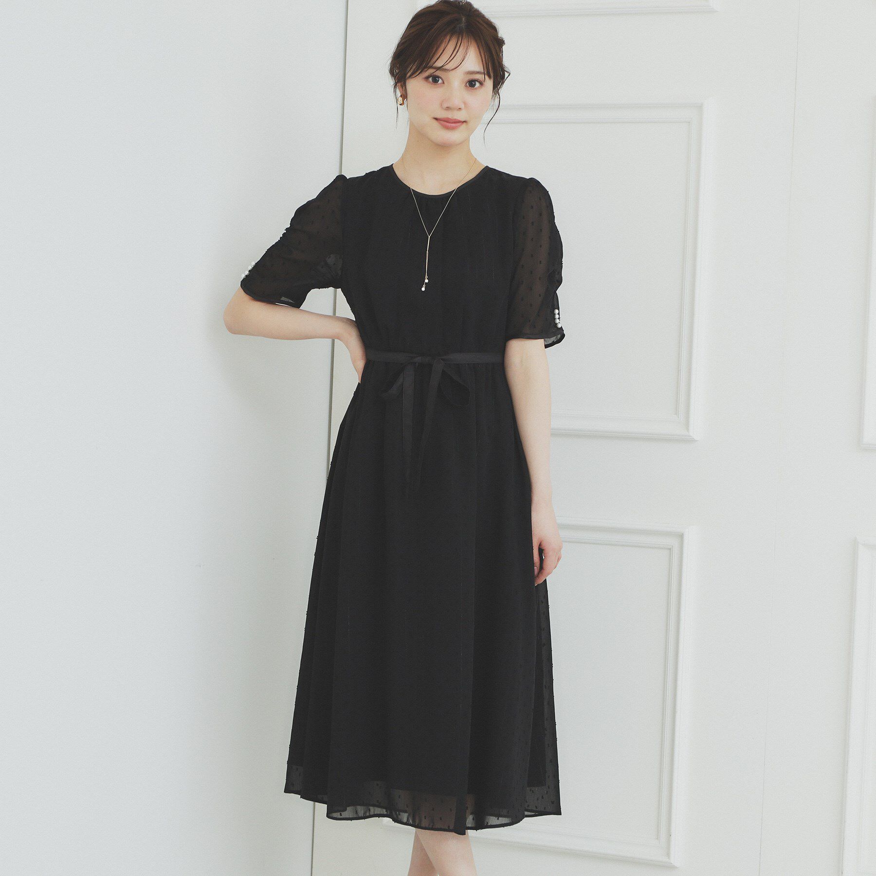 index「フィット＆フレアバイカラーワンピース【洗濯機洗い可/イージーアイロン】」|ワンピース|