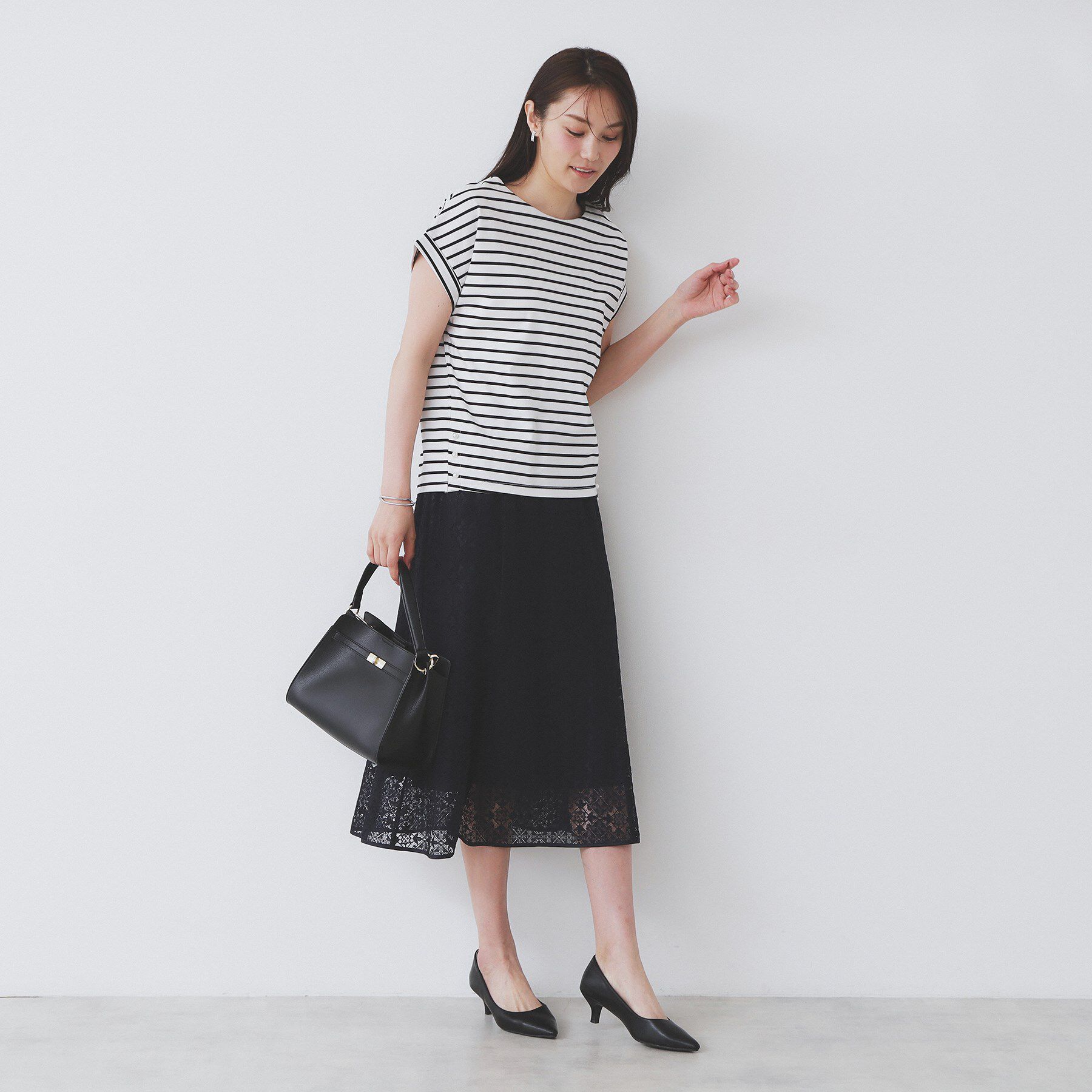 index「《S-3Lサイズ》サイドパール調ボタンボクシートップス【洗濯機洗い可/UVケア/接触冷感】」|Tシャツ・カットソー|