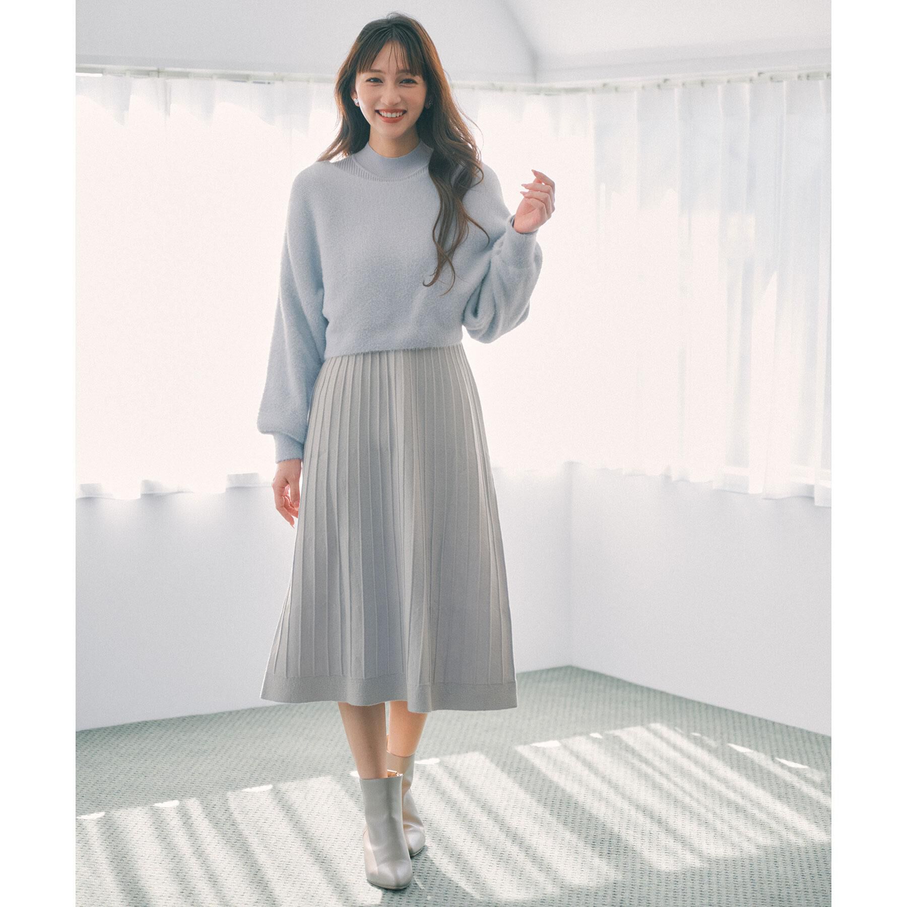 index「ラメフェザープルオーバーセット ニットワンピース【洗濯機OK】《XS～LL》」|スーツ|