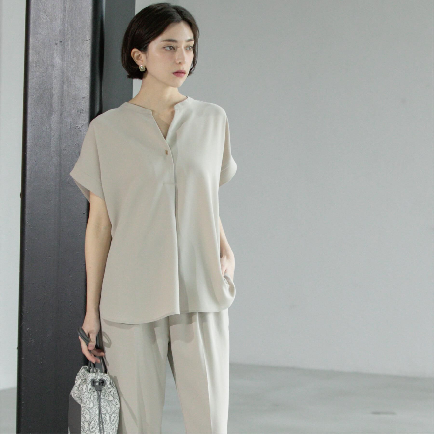 OPAQUE.CLIP「《7色展開/SS-LLサイズ》ストレッチスキッパーブラウス/セットアップ対応【洗濯機洗い可/防シワ】」|シャツ・ブラウス|