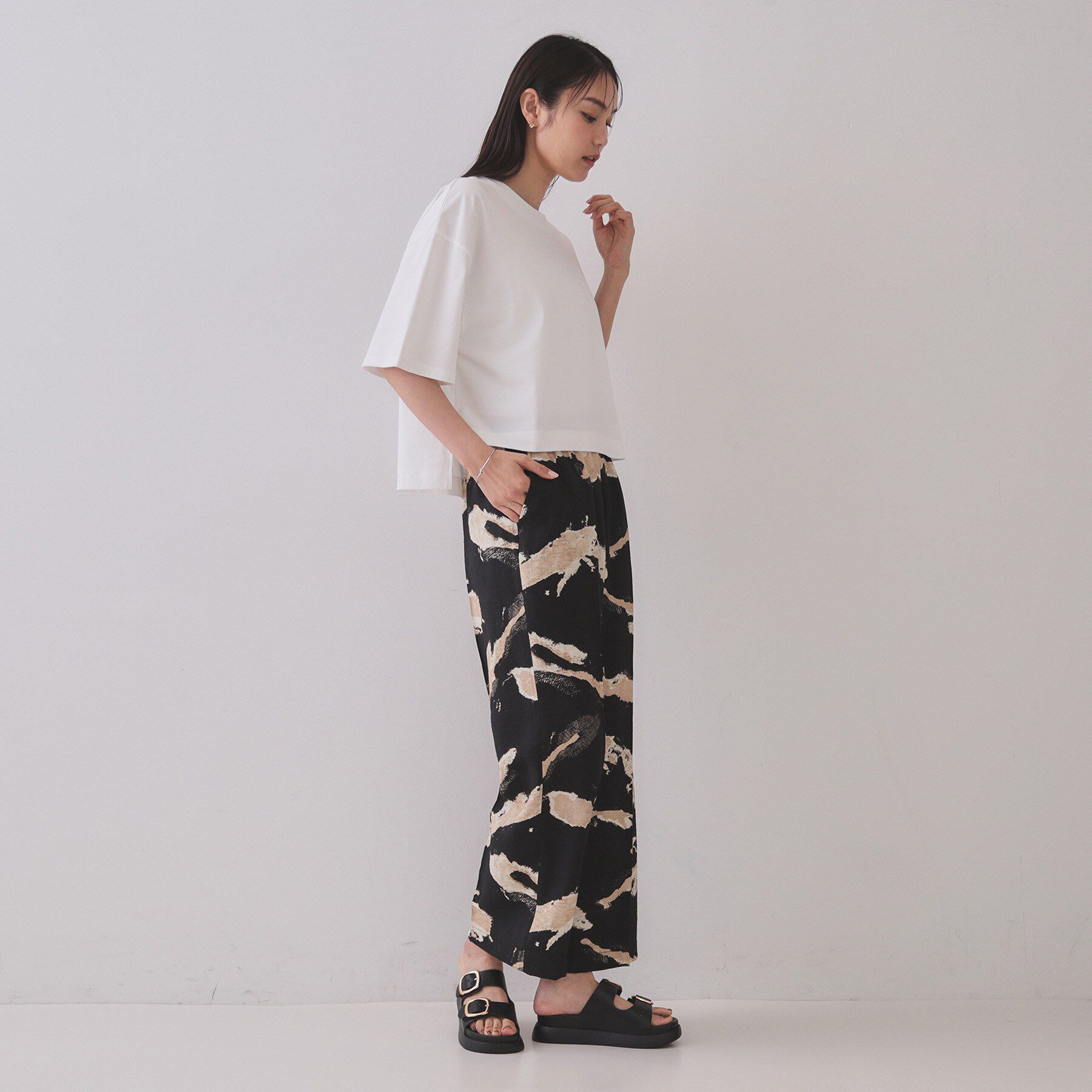 OPAQUE.CLIP「ボートネックショートTシャツ【洗濯機洗い可】」|Tシャツ・カットソー|