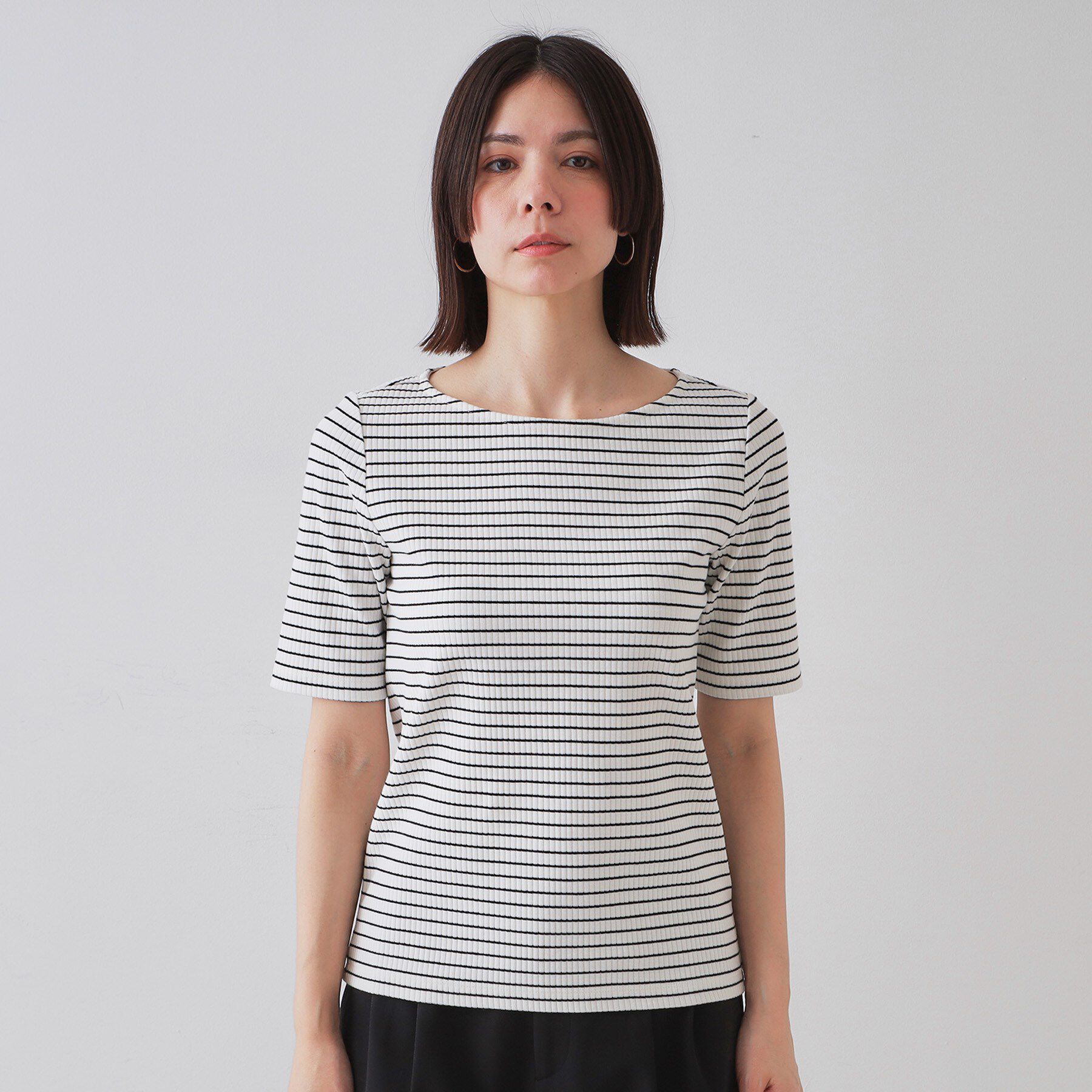 OPAQUE.CLIP「ボートネックリブカットソー【洗濯機洗い可】」|Tシャツ・カットソー|