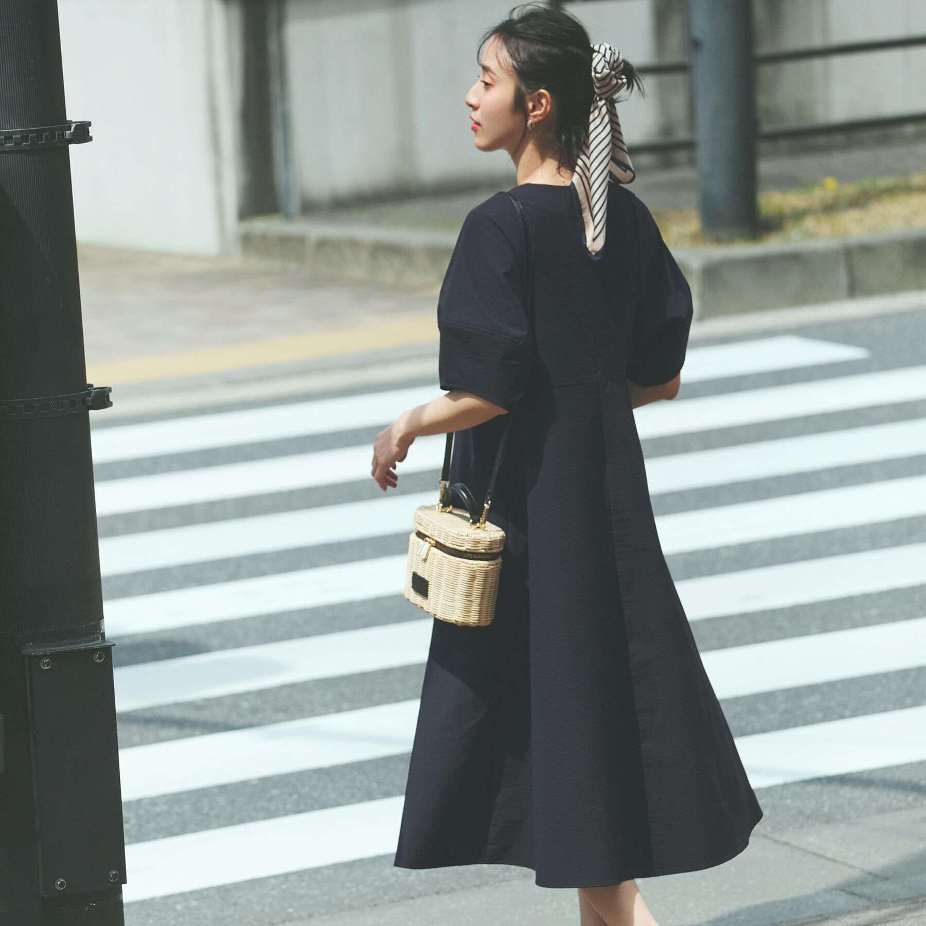 OPAQUE.CLIP「サッカーストライプワンピース【吸水速乾/イージーアイロン/洗濯機洗い可】」|ワンピース|