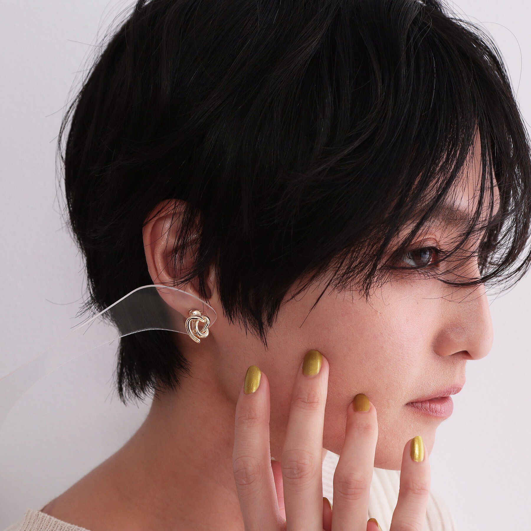 OPAQUE.CLIP「ニュアンスハ－トノットメタルイヤリング」|イヤリング|