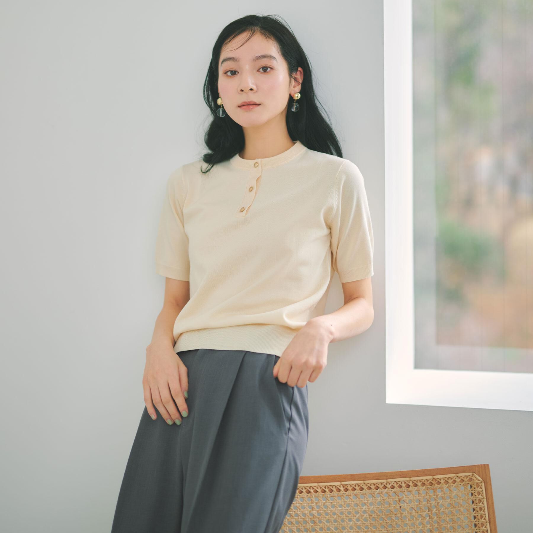 OPAQUE.CLIP「2WAY衿付きニット【洗濯機OK】」|ニット・セーター|