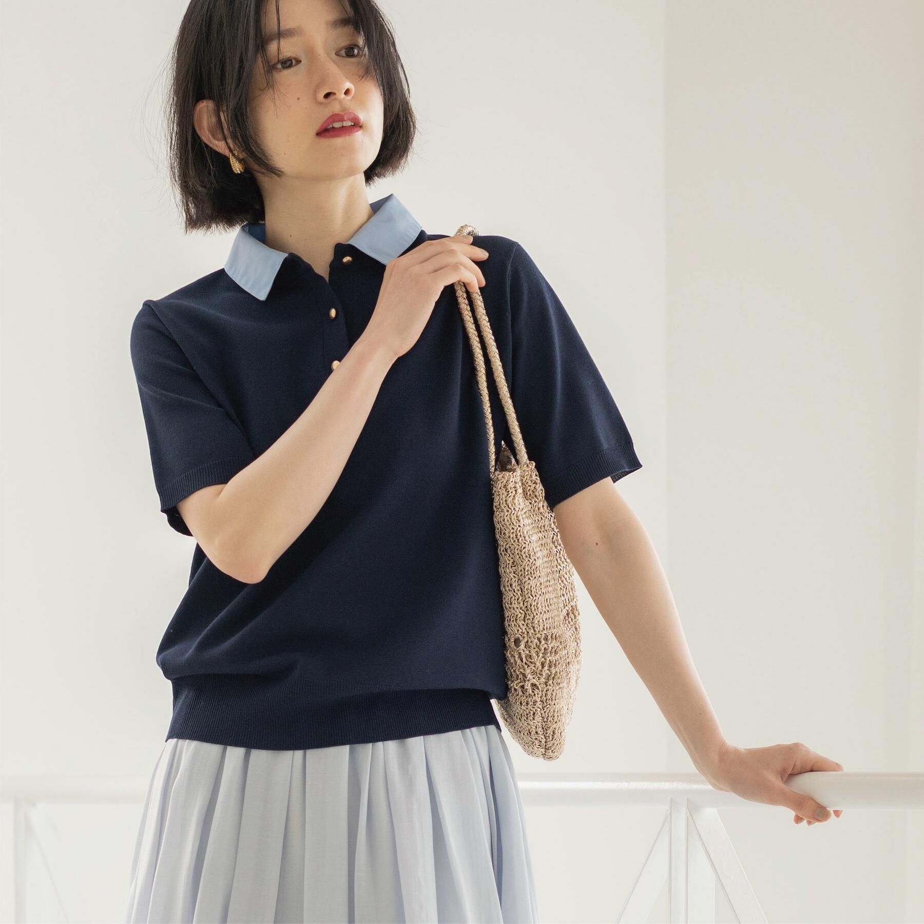 OPAQUE.CLIP「2WAY衿付きニット【洗濯機OK】」|ニット・セーター|