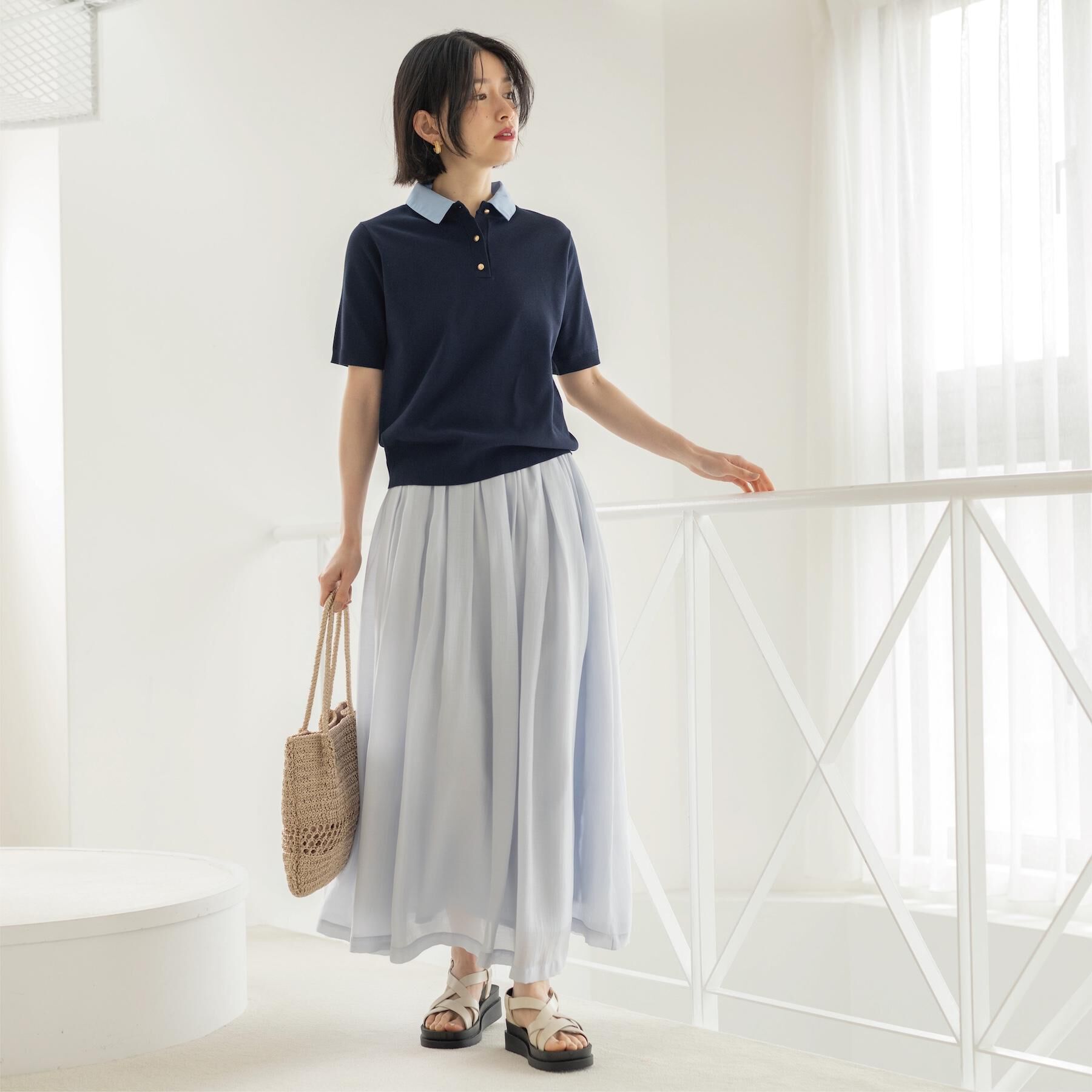 OPAQUE.CLIP「2WAY衿付きニット【洗濯機OK】」|ニット・セーター|