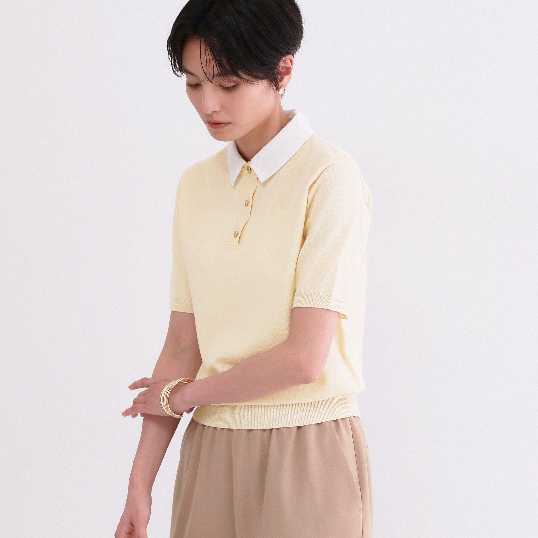 OPAQUE.CLIP「2WAY衿付きニット【洗濯機OK】」|ニット・セーター|