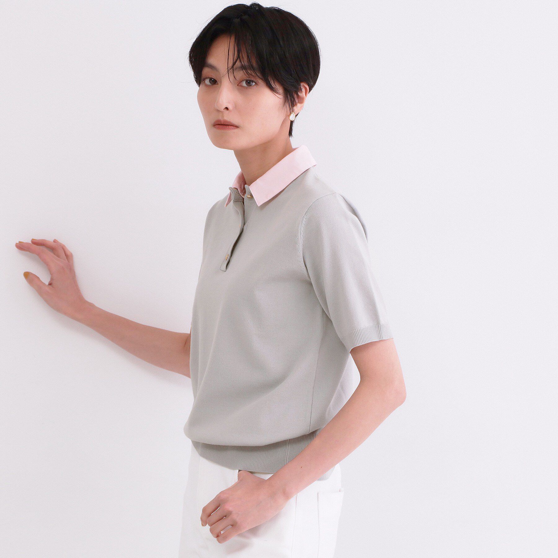 OPAQUE.CLIP「2WAY衿付きニット【洗濯機OK】」|ニット・セーター|