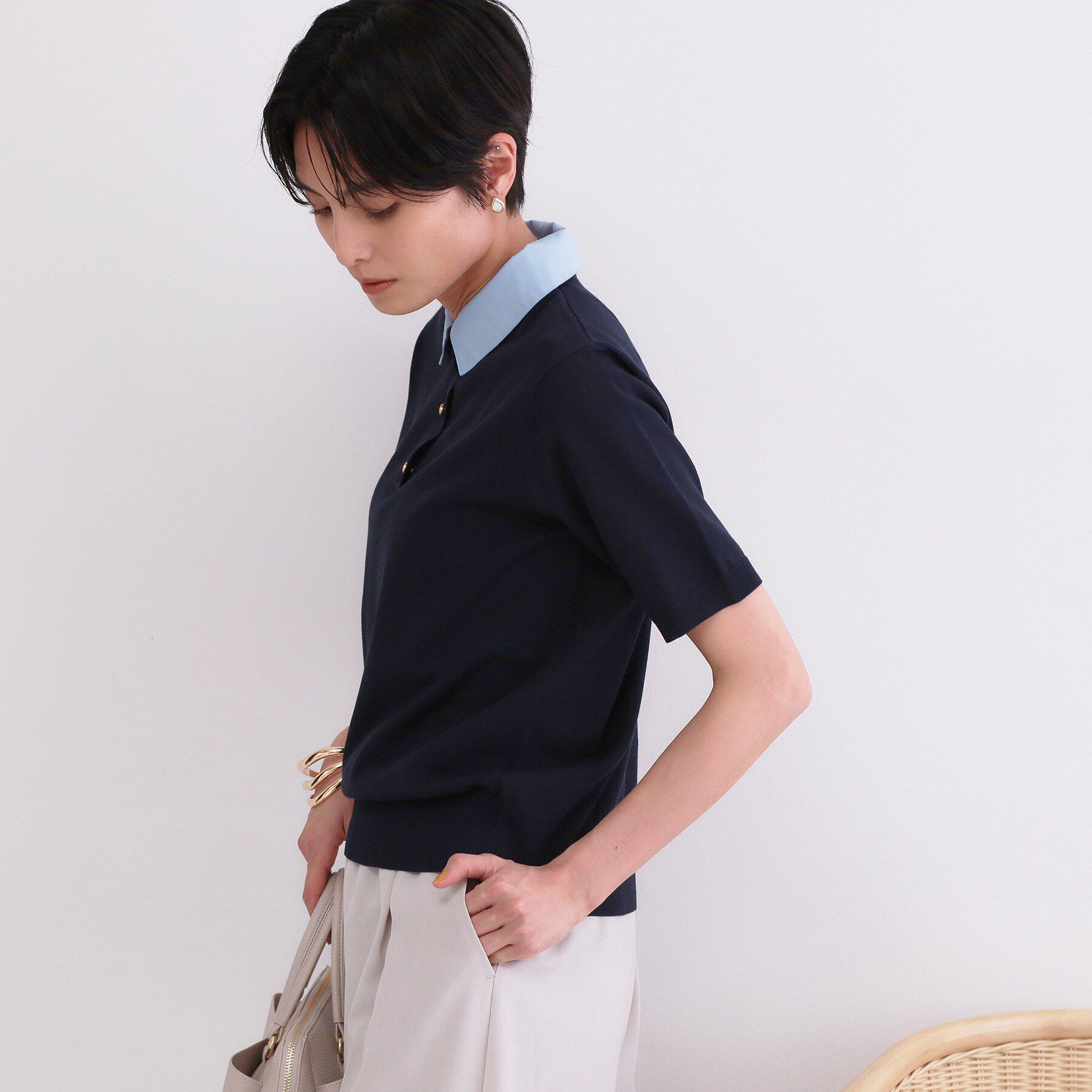 OPAQUE.CLIP「2WAY衿付きニット【洗濯機OK】」|ニット・セーター|