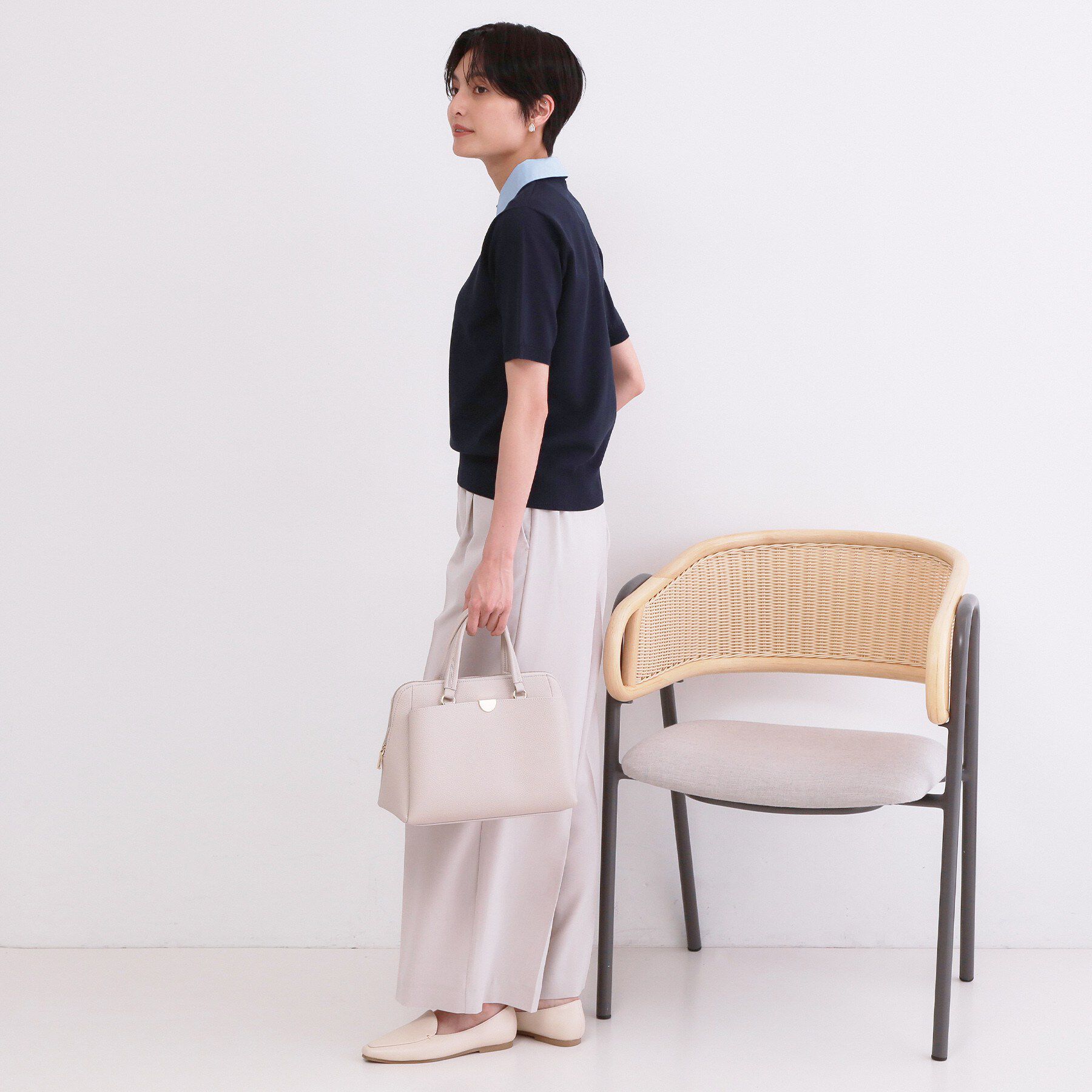 OPAQUE.CLIP「2WAY衿付きニット【洗濯機OK】」|ニット・セーター|