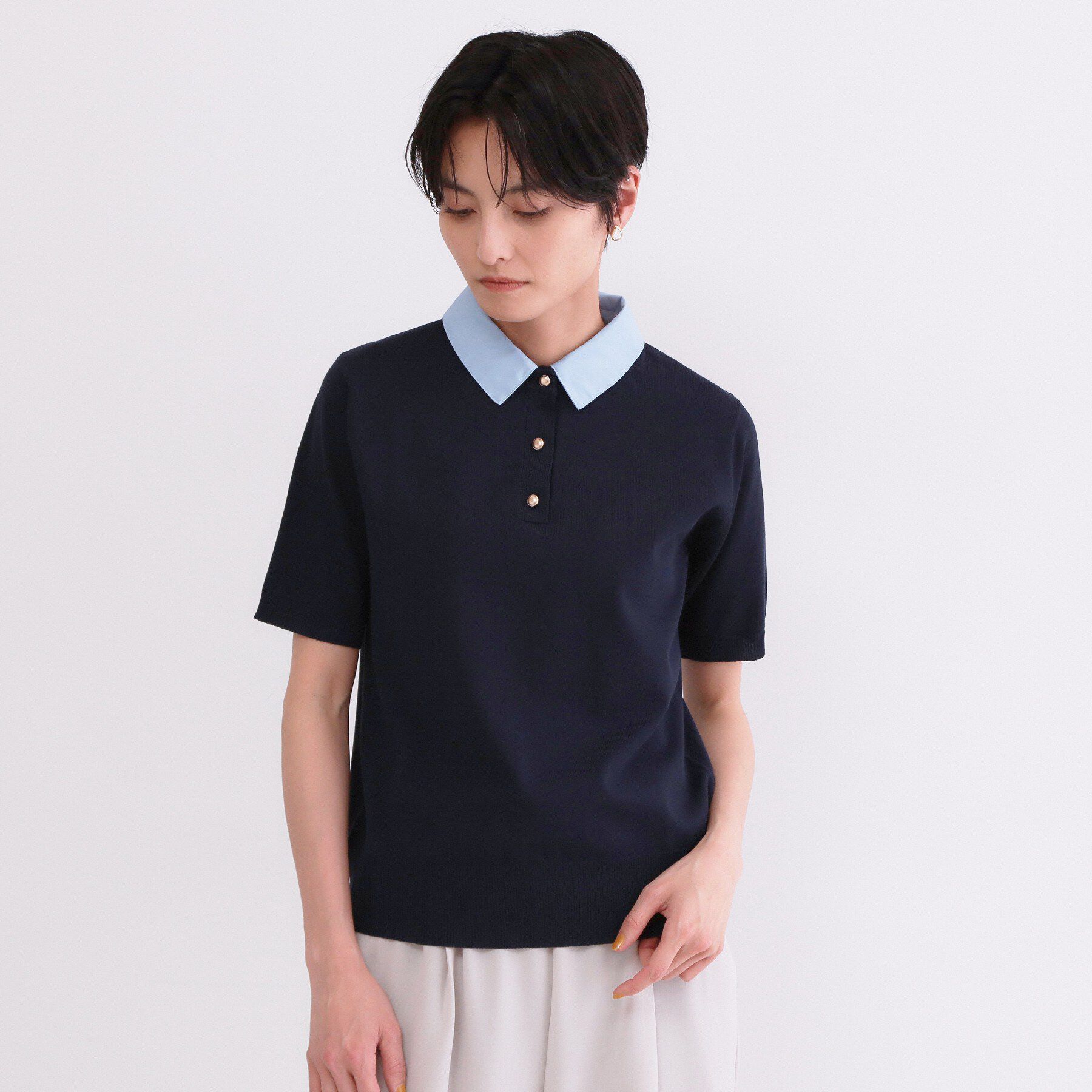 OPAQUE.CLIP「2WAY衿付きニット【洗濯機OK】」|ニット・セーター|