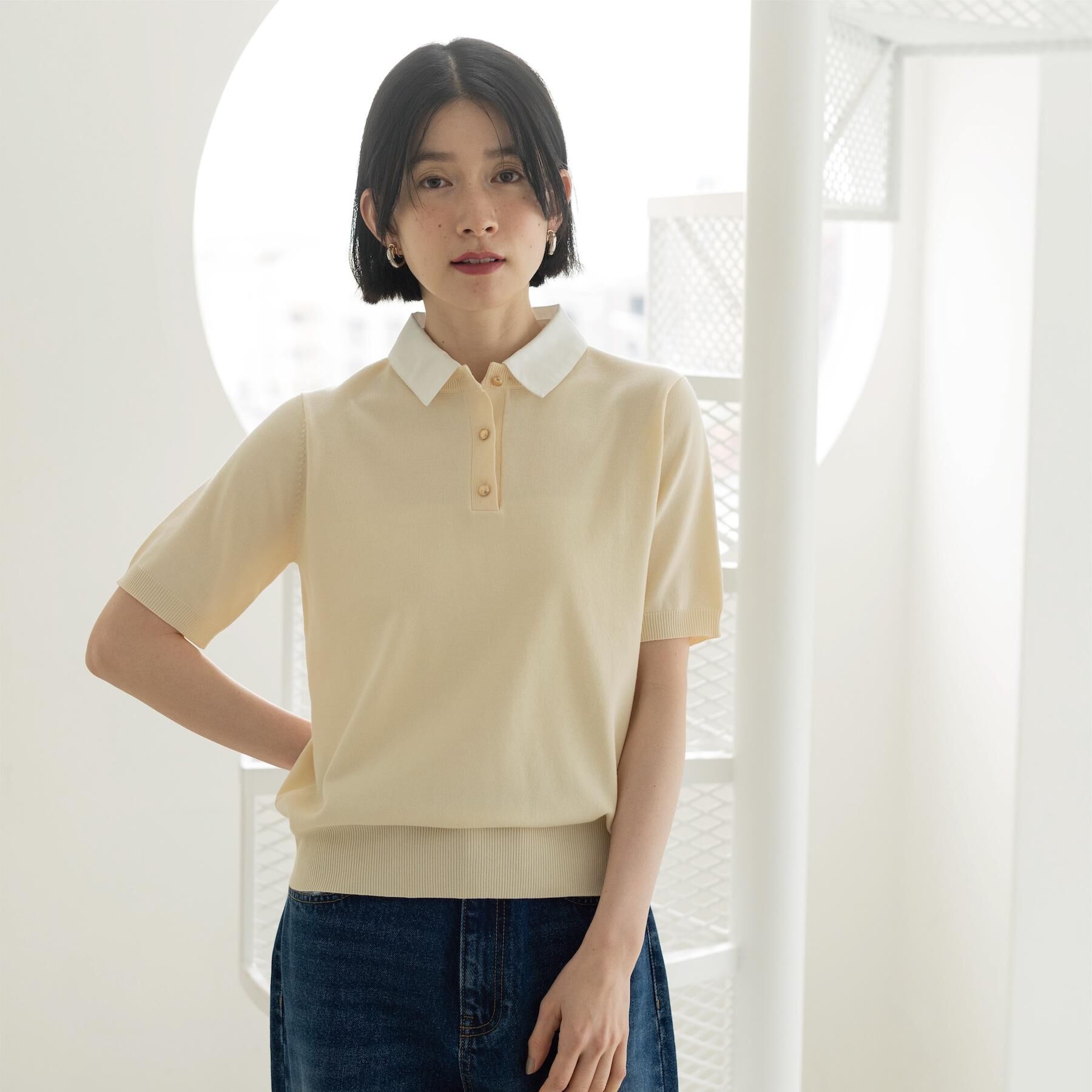 OPAQUE.CLIP「2WAY衿付きニット【洗濯機OK】」|ニット・セーター|