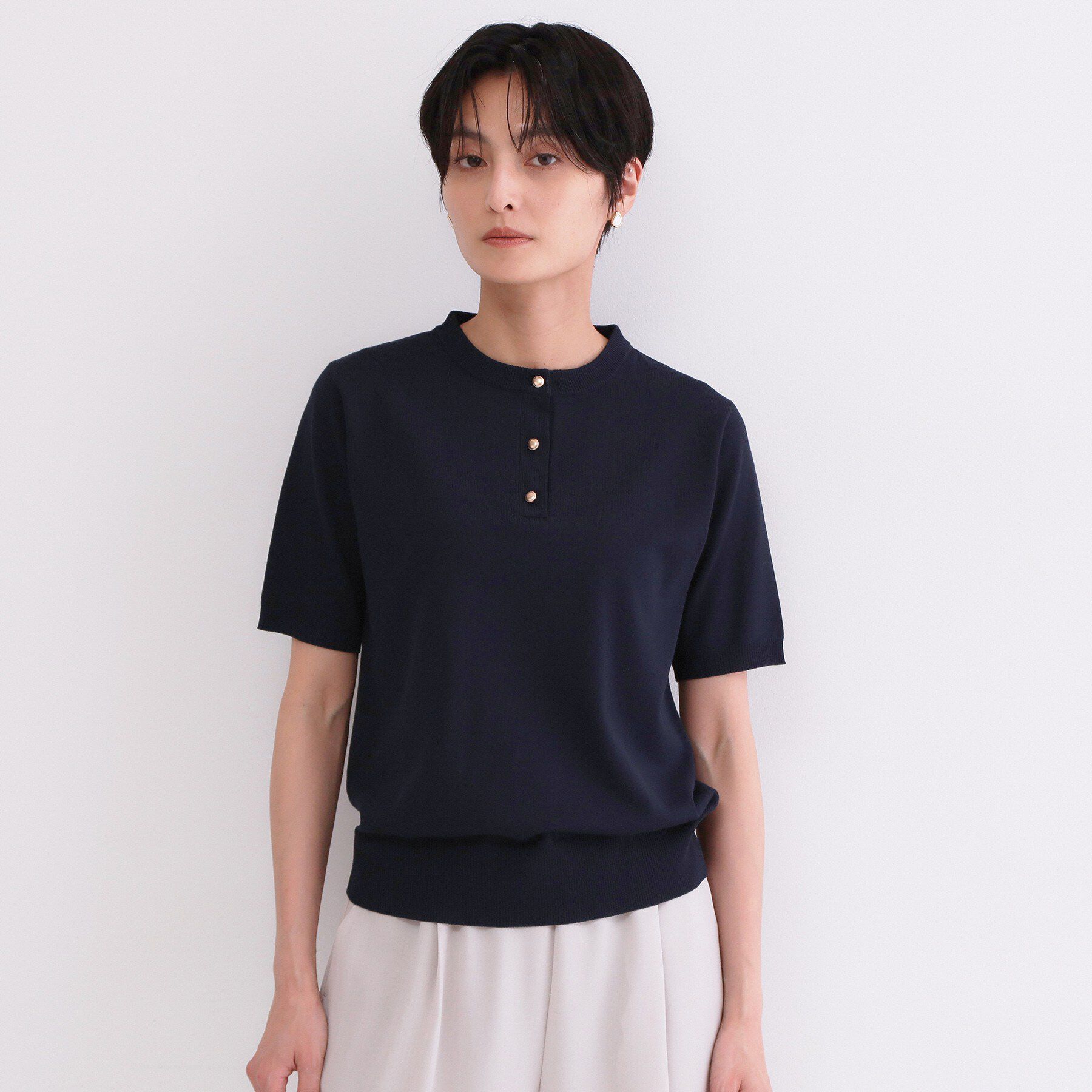 OPAQUE.CLIP「2WAY衿付きニット【洗濯機OK】」|ニット・セーター|