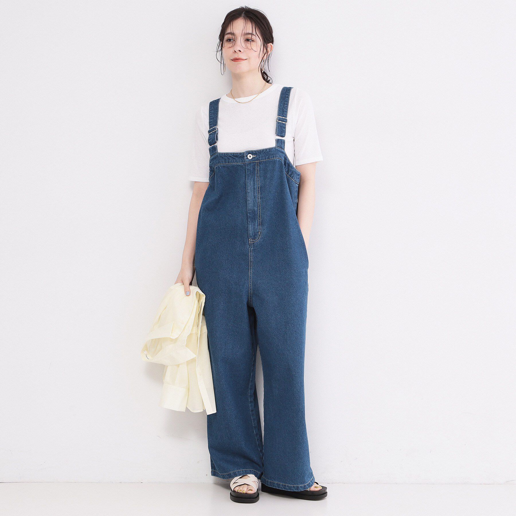 OPAQUE.CLIP「デニムサロペット【洗濯機ＯＫ】」|オールインワン|ブルー(093)
