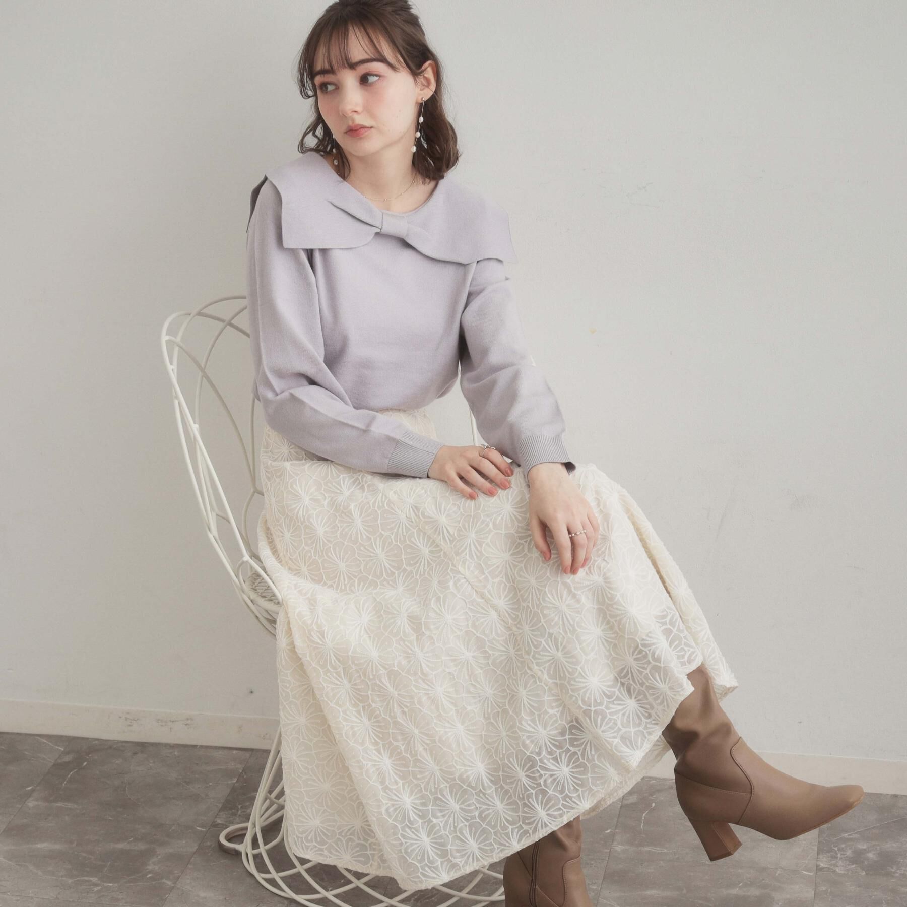 Couture broach「リボンカラーデザインニット」|ニット・セーター|