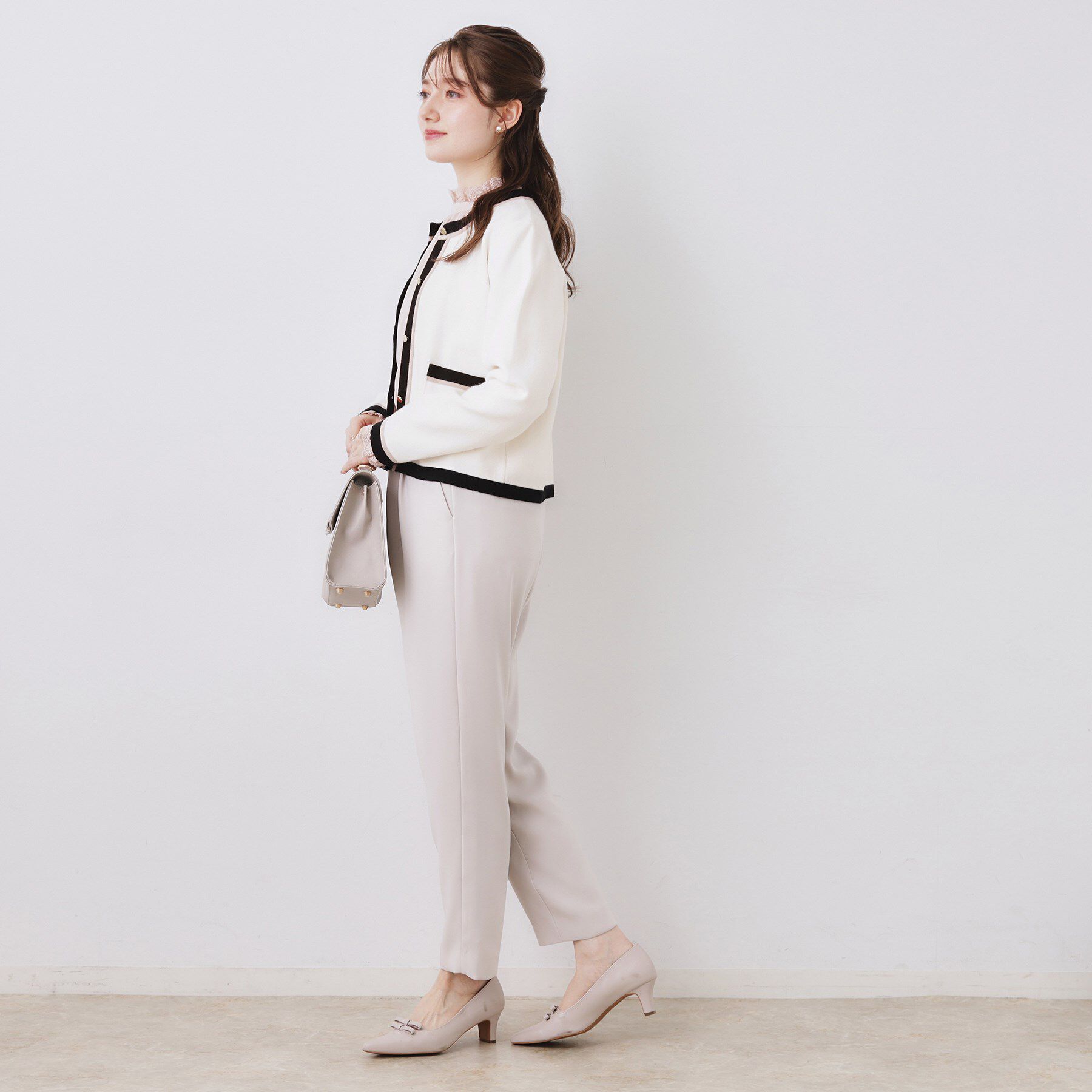 Couture broach「【ハレの日・通勤・着映え】配色 総針カーディガン」|カーディガン|