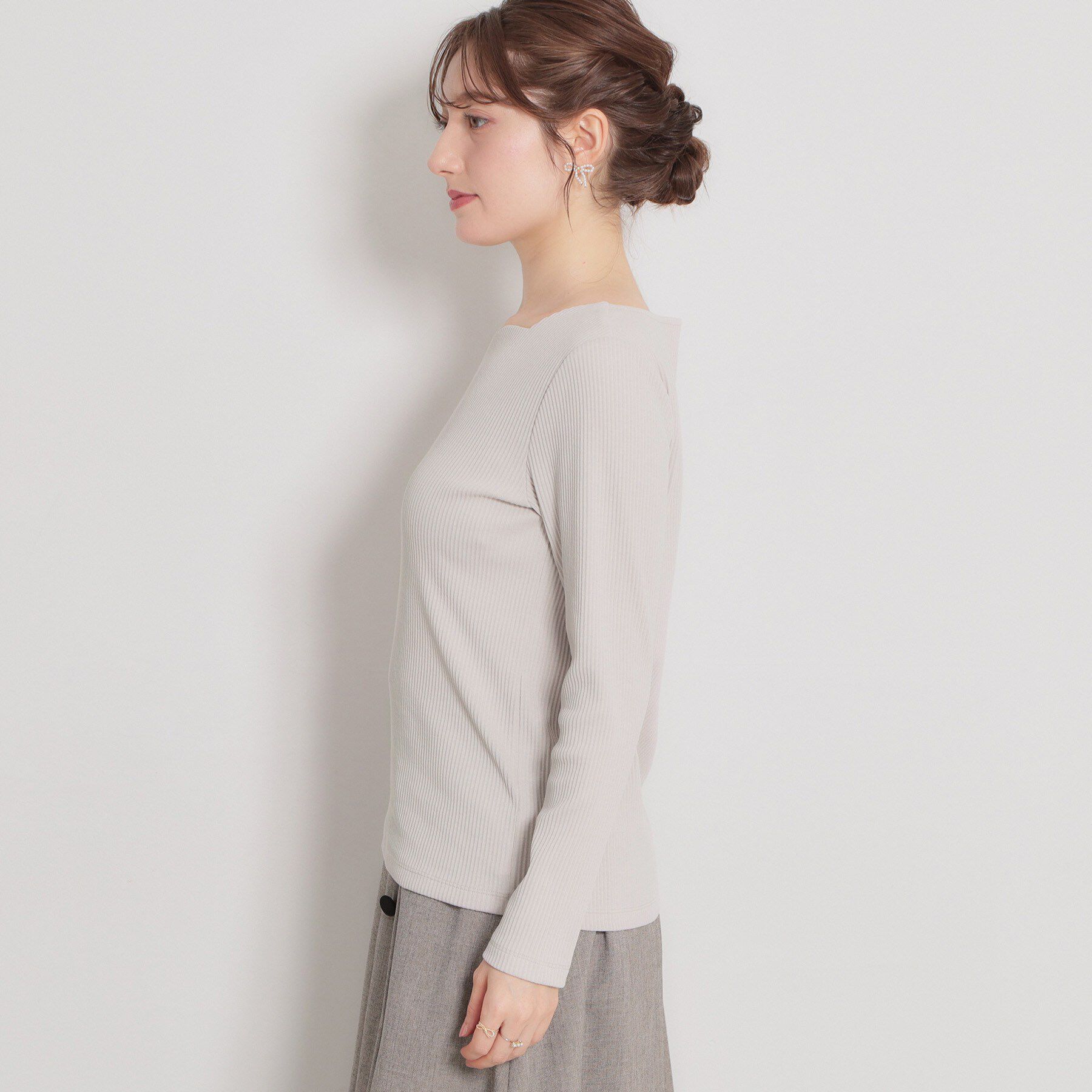 Couture broach「【洗える】ハートネック テレコプルオーバー」|Tシャツ・カットソー|