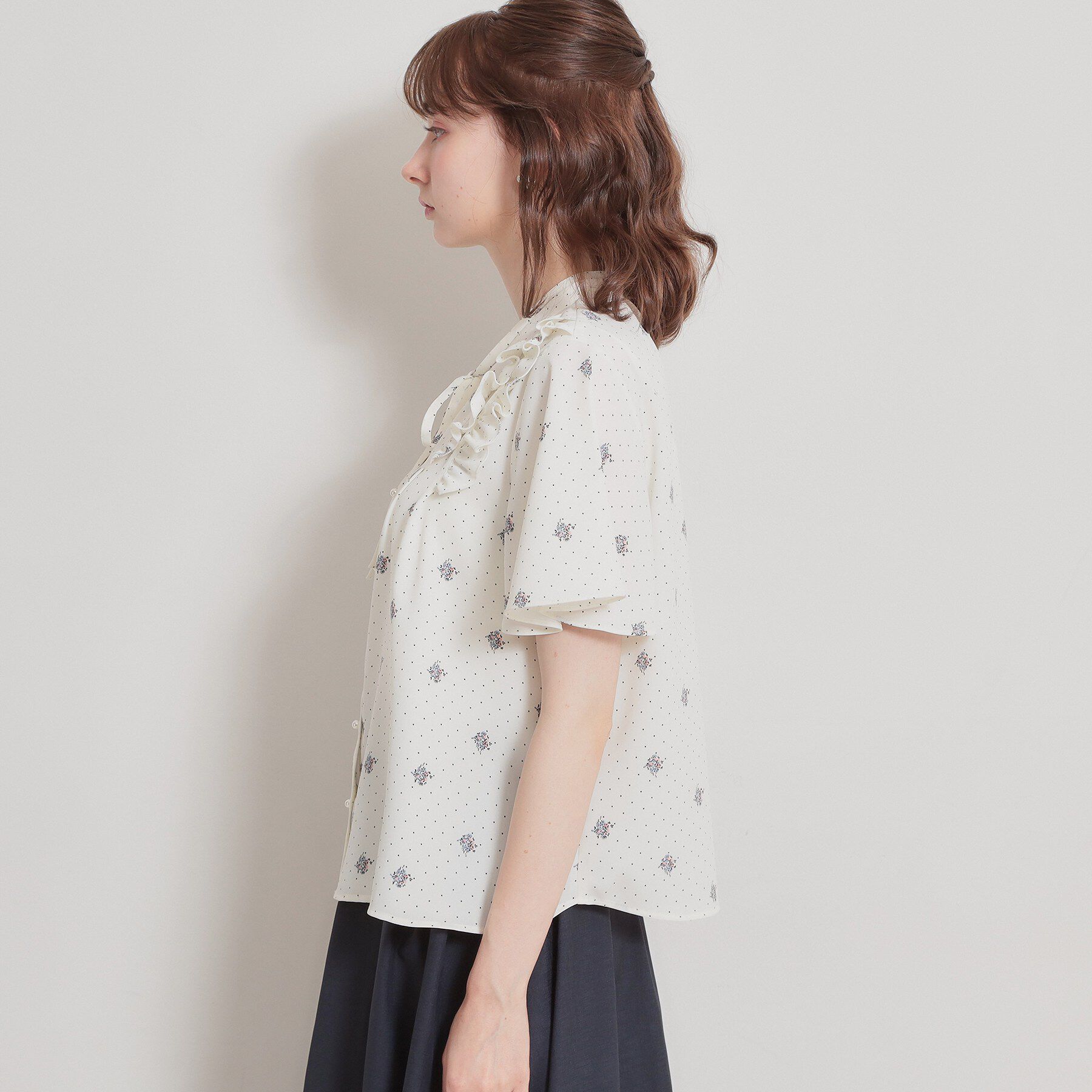 Couture broach「【洗える】ドットフラワー ブラウス」|シャツ・ブラウス|