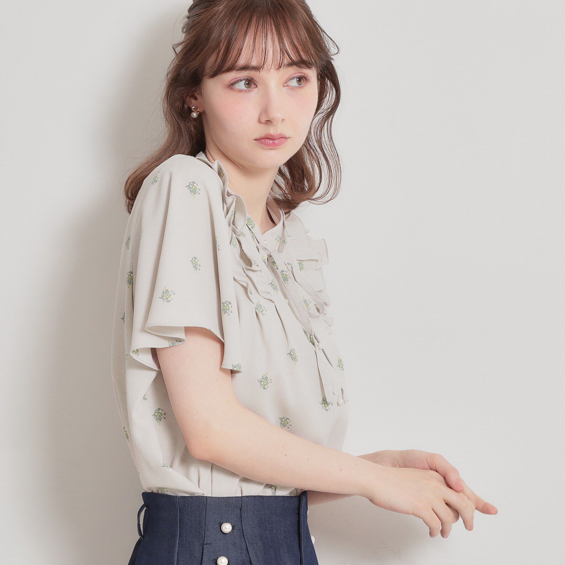 Couture broach「【洗える】ドットフラワー ブラウス」|シャツ・ブラウス|