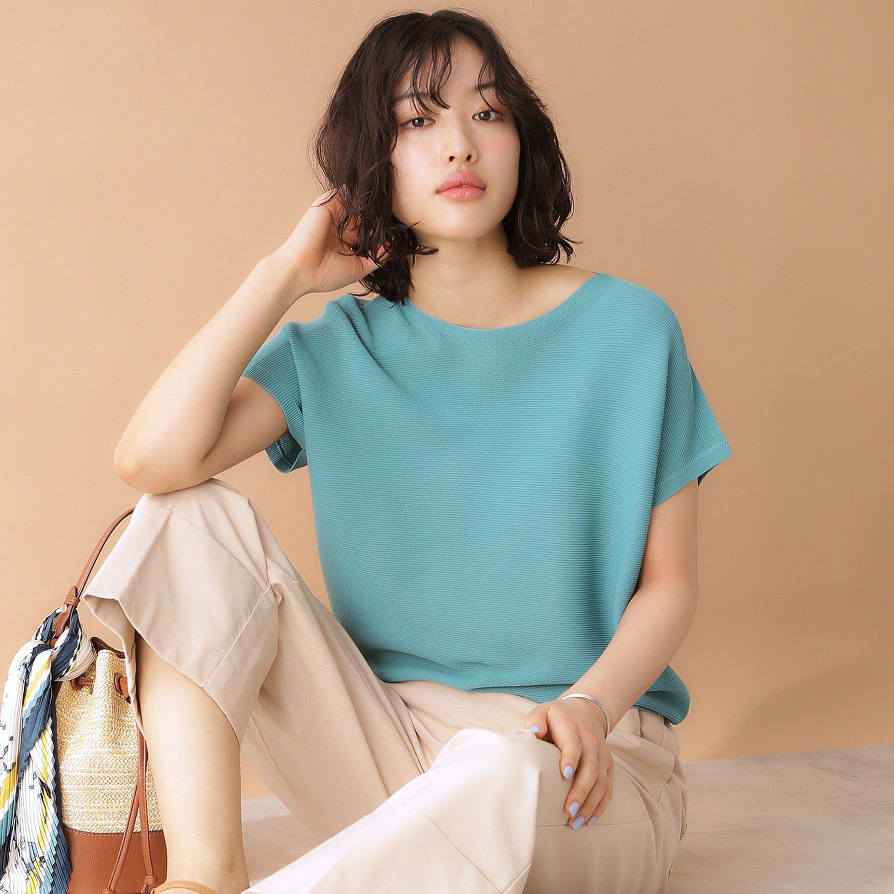 THE SHOP TK「美人フレンチニット【8色展開/WEB限定カラー/洗濯機OK/毛玉になりにくい】」|ニット・セーター|WEB限定グリーン(