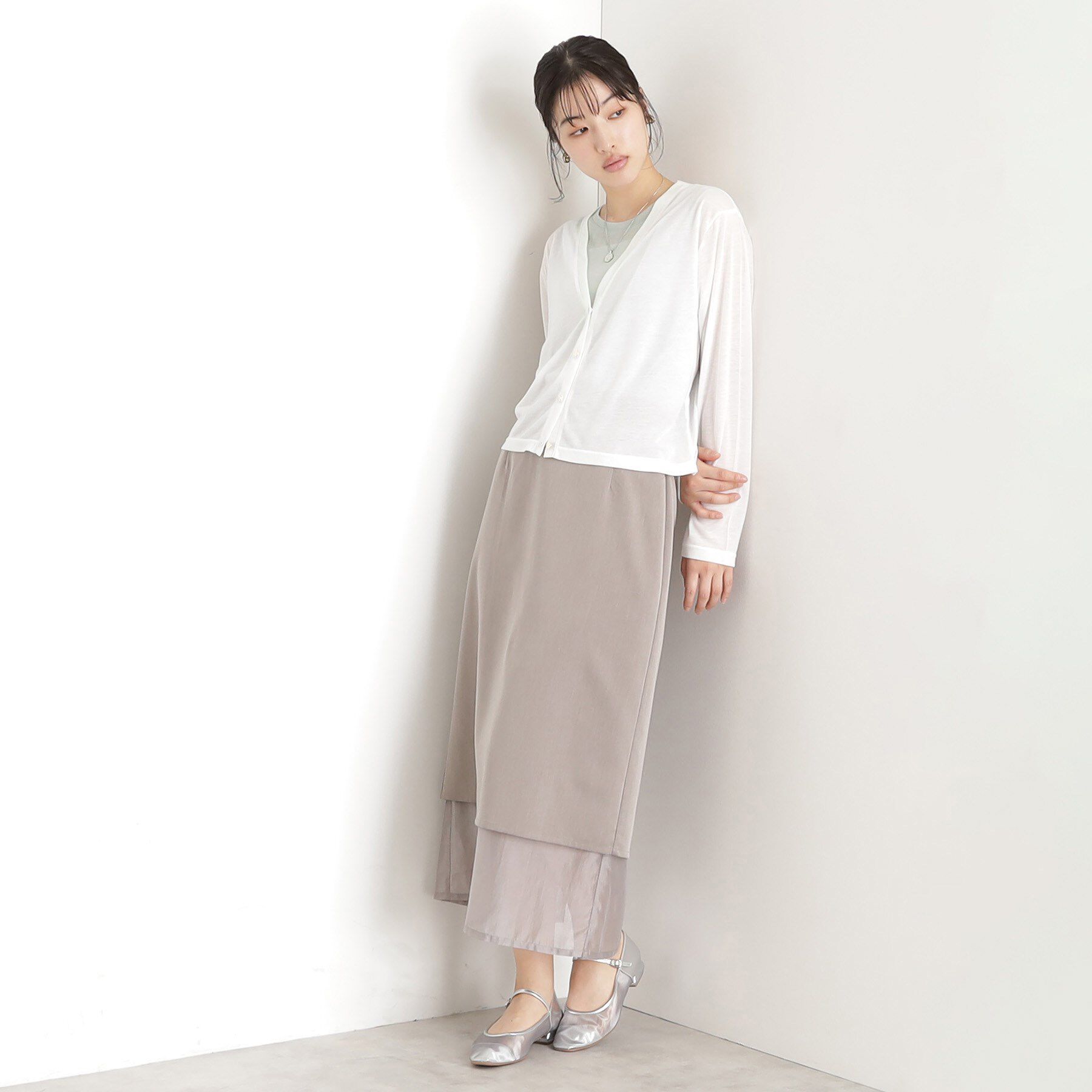 THE SHOP TK「シアーカーデ＆タンクトップ【セットアイテム/洗える】」|カーディガン|