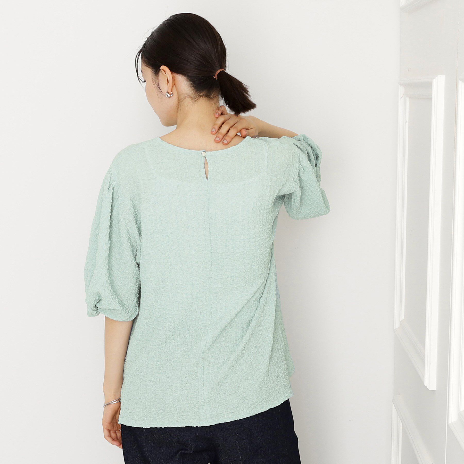 THE SHOP TK「ポコポコ袖タックプルオーバー　体型カバー/洗濯機OK」|Tシャツ・カットソー|