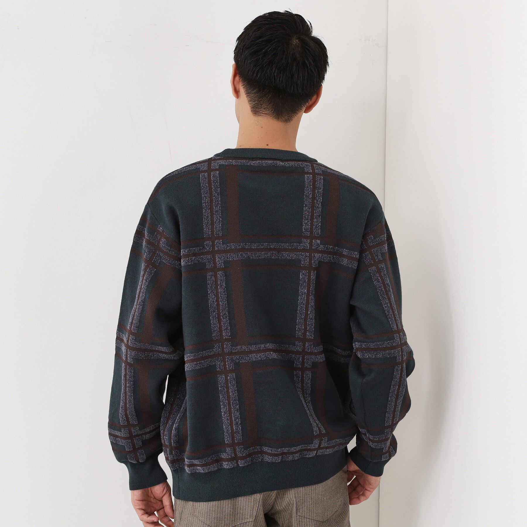 THE SHOP TK「チェックジャカードニット【洗濯機OK】」|ニット・セーター|