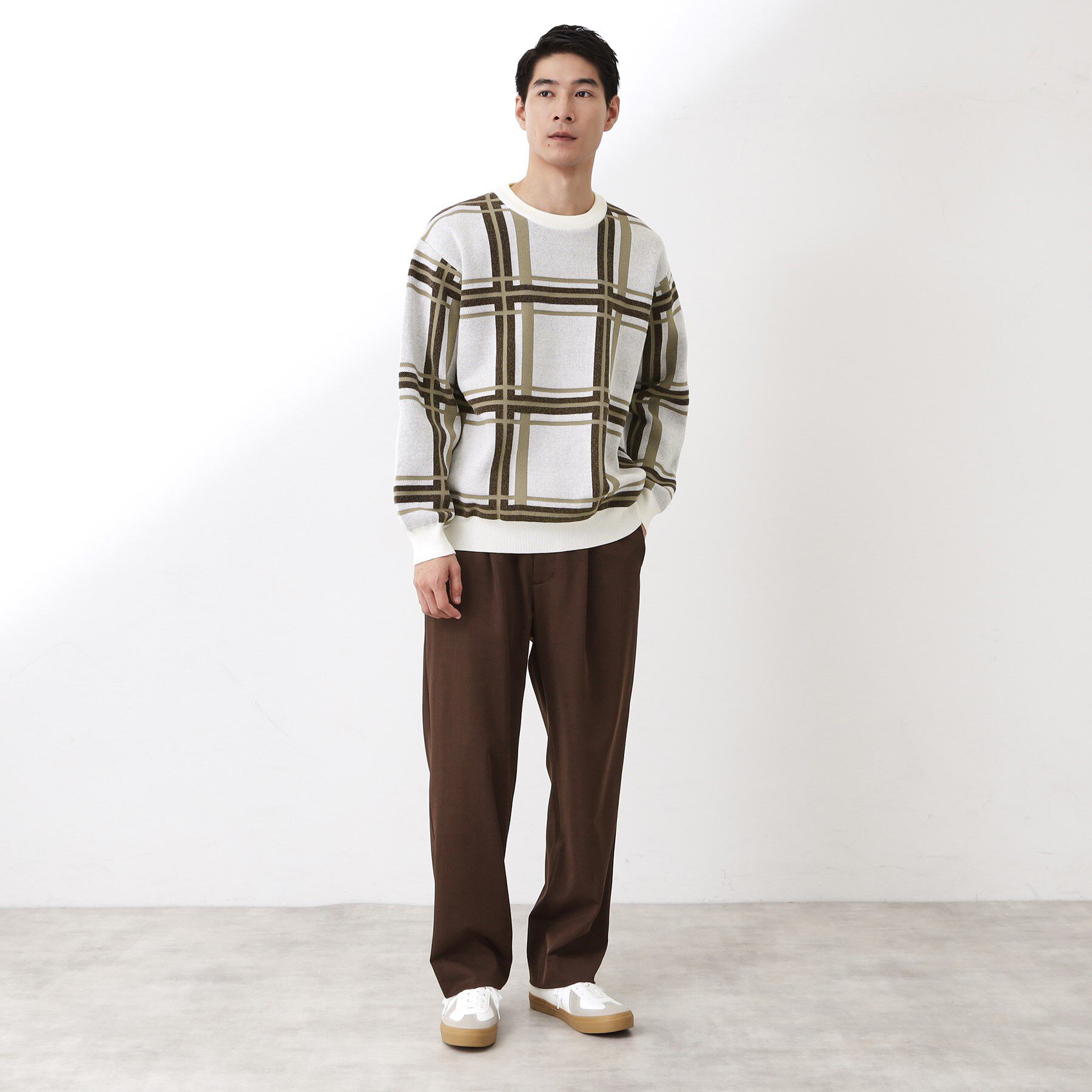 THE SHOP TK「チェックジャカードニット【洗濯機OK】」|ニット・セーター|