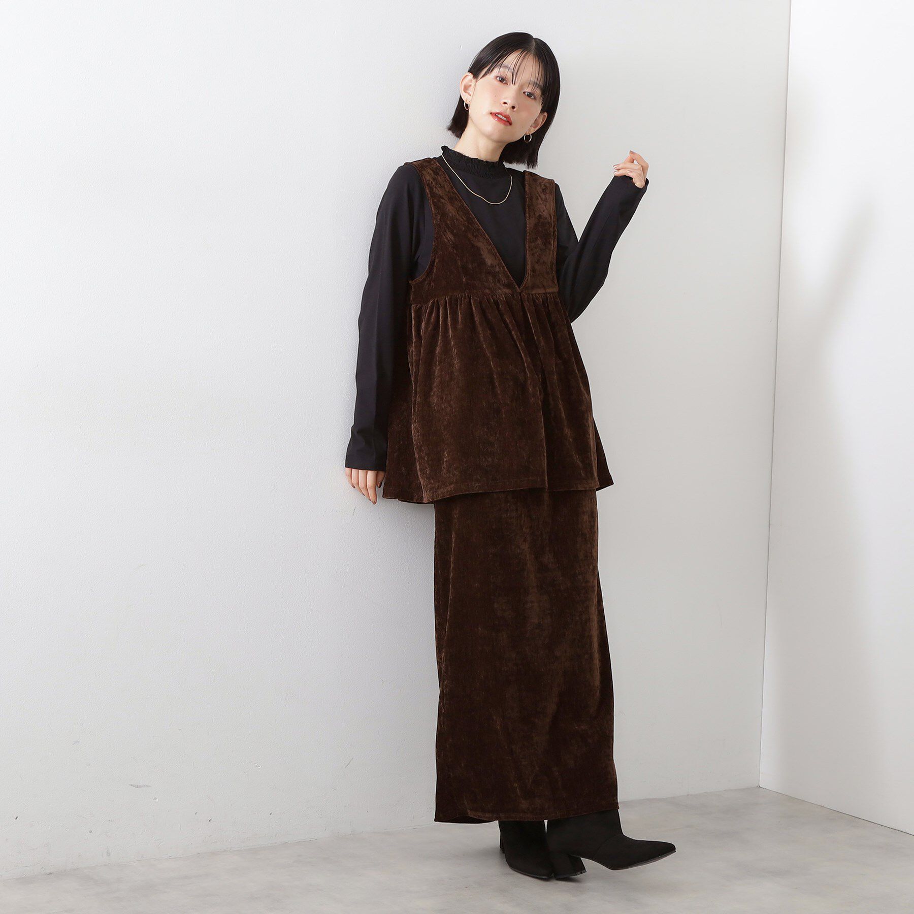 THE SHOP TK「【冬のレイヤードスタイルに/吸湿発熱】 シャーリングカットソー」|Tシャツ・カットソー|