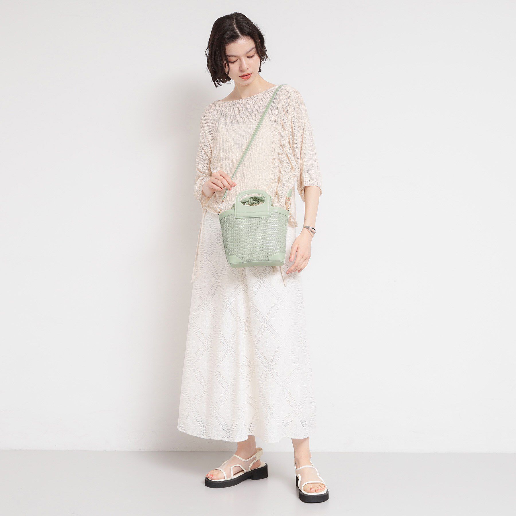 THE SHOP TK「合皮型押しメッシュショルダーバッグ」|ショルダー・メッセンジャー|