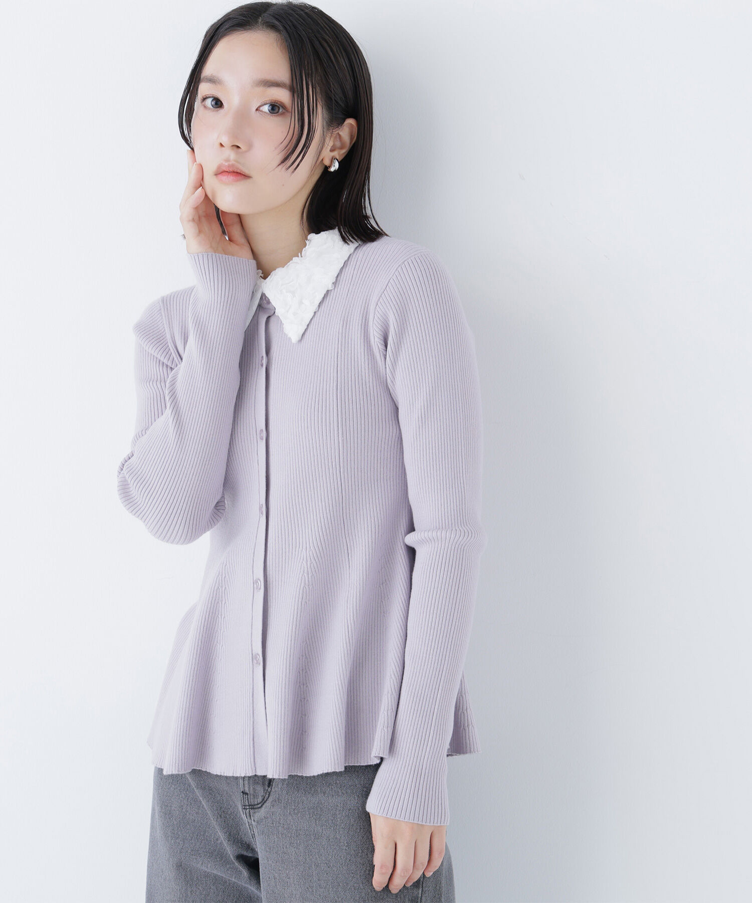  「2wayカラーペプラムニット」|ニット・セーター|