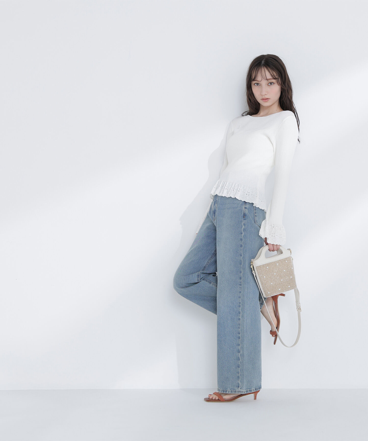  「柄編みフレアスリーブニット」|ニット・セーター|