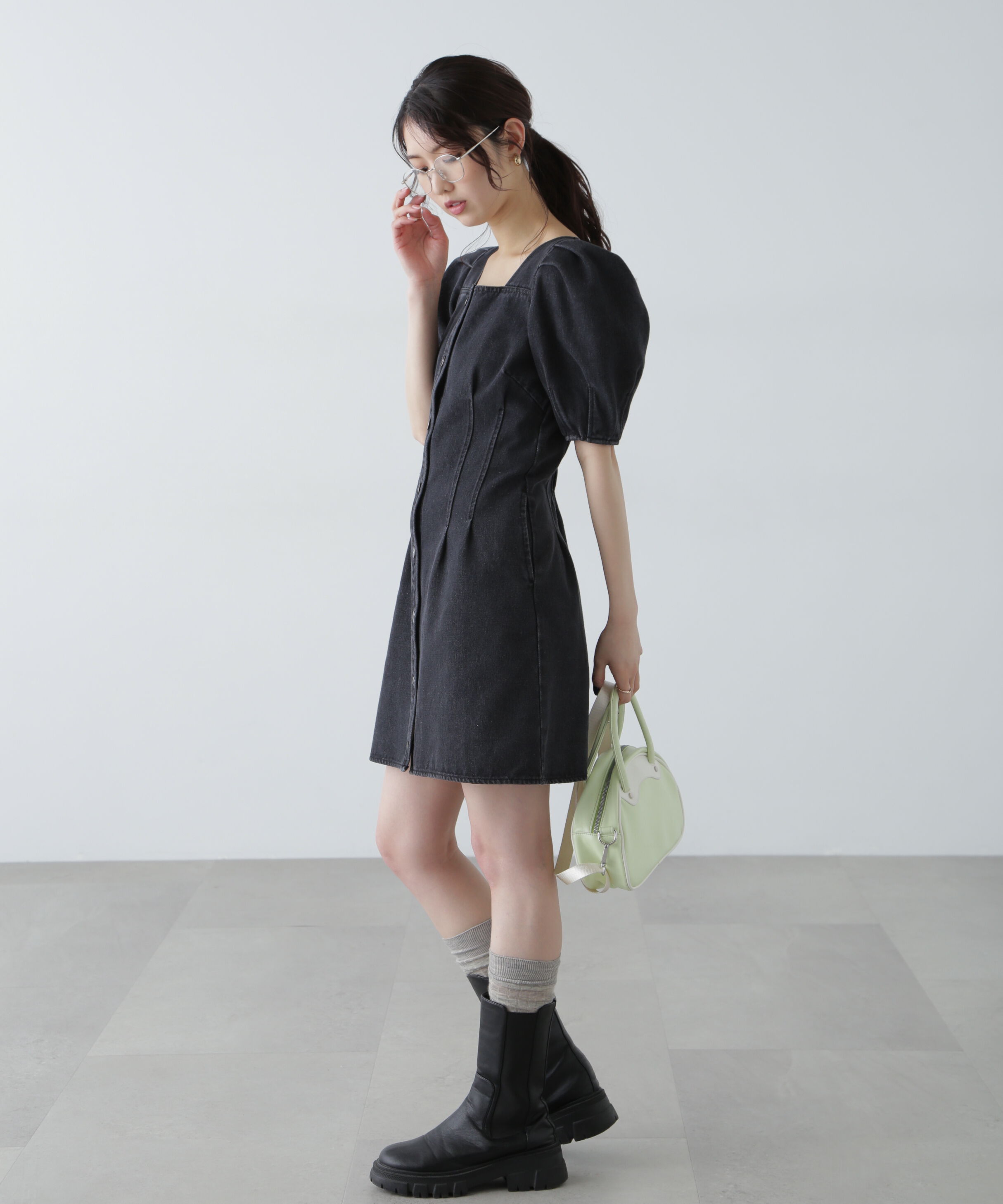  「デニムミニワンピース」|ワンピース|
