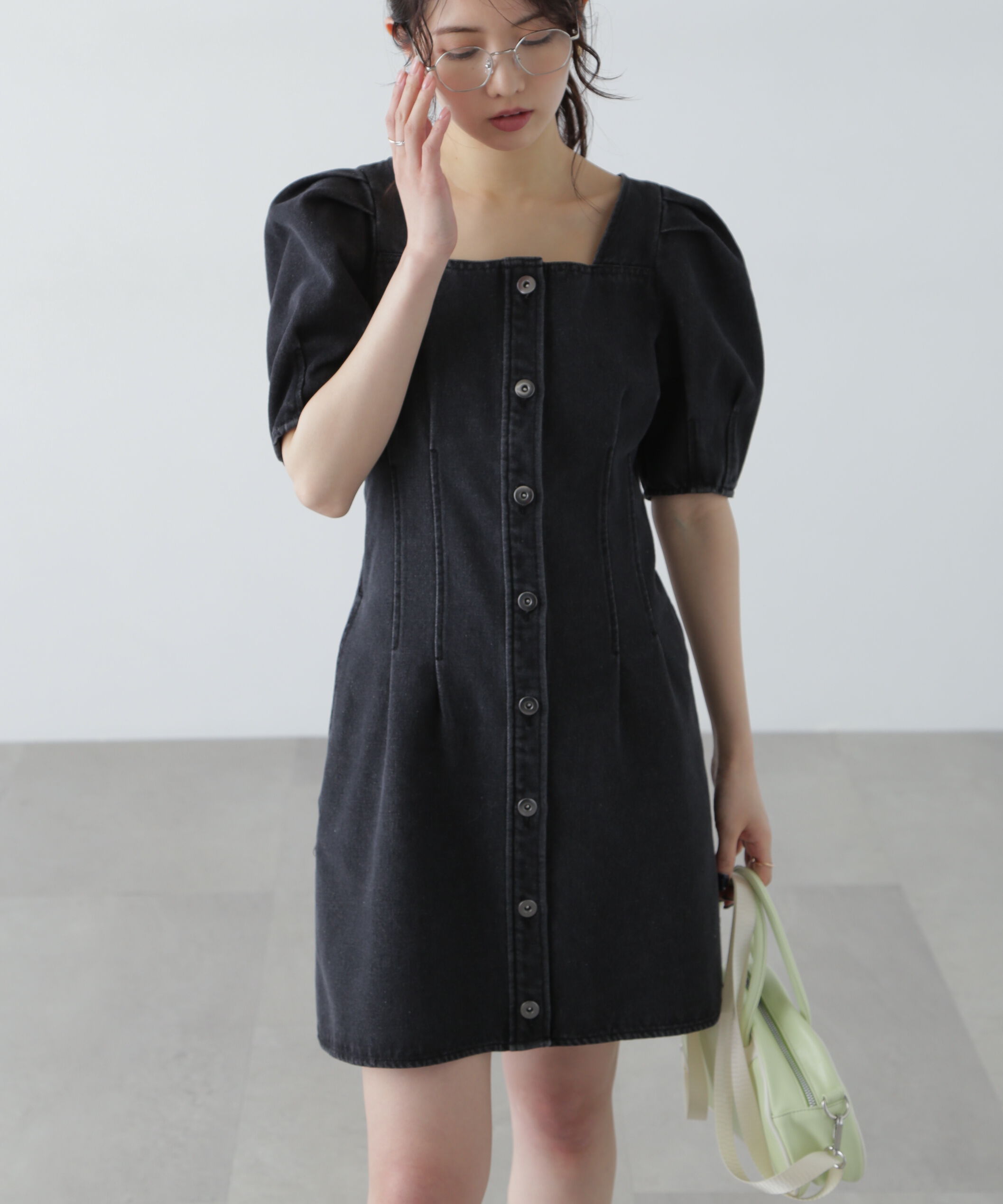  「デニムミニワンピース」|ワンピース|