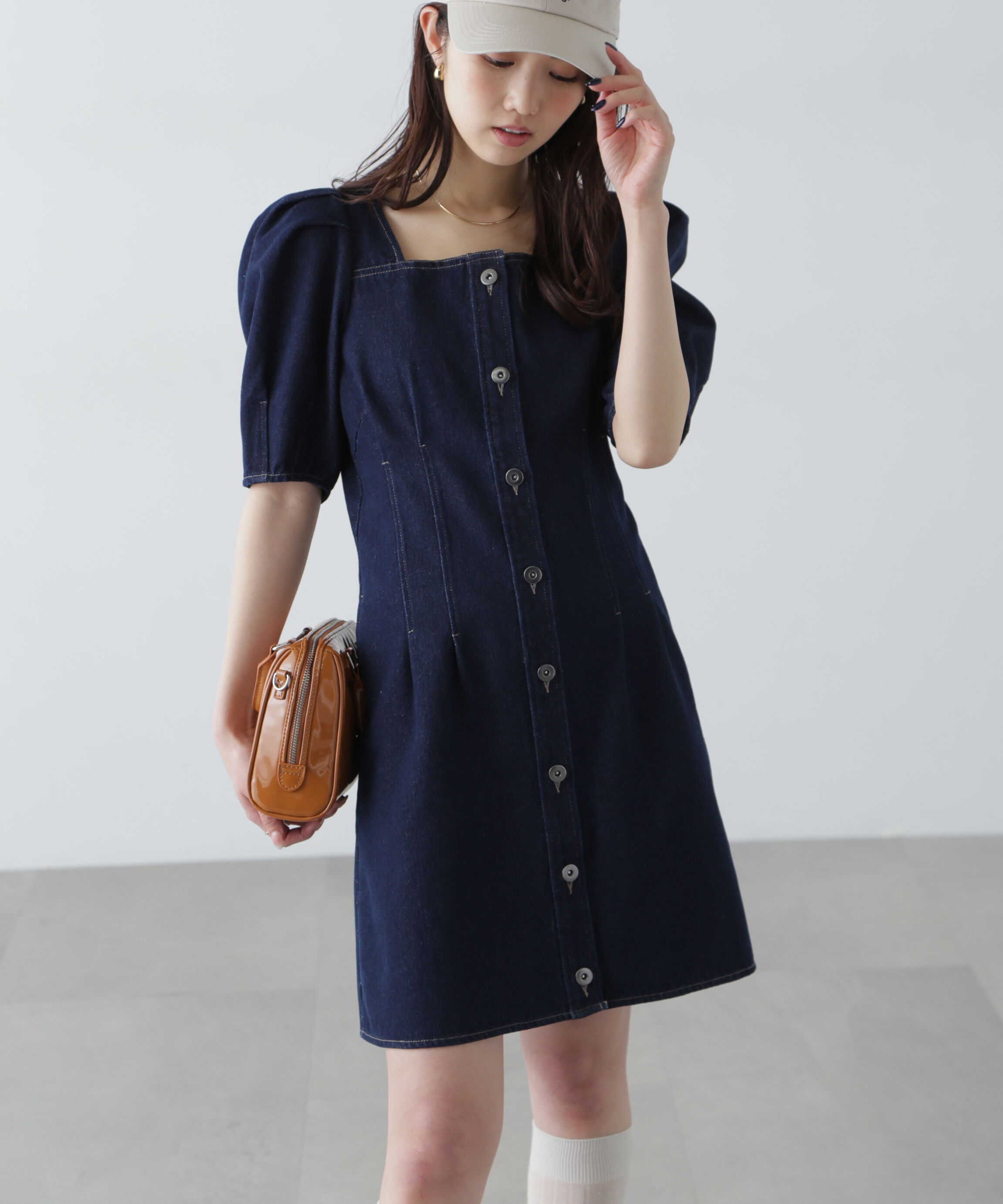  「デニムミニワンピース」|ワンピース|