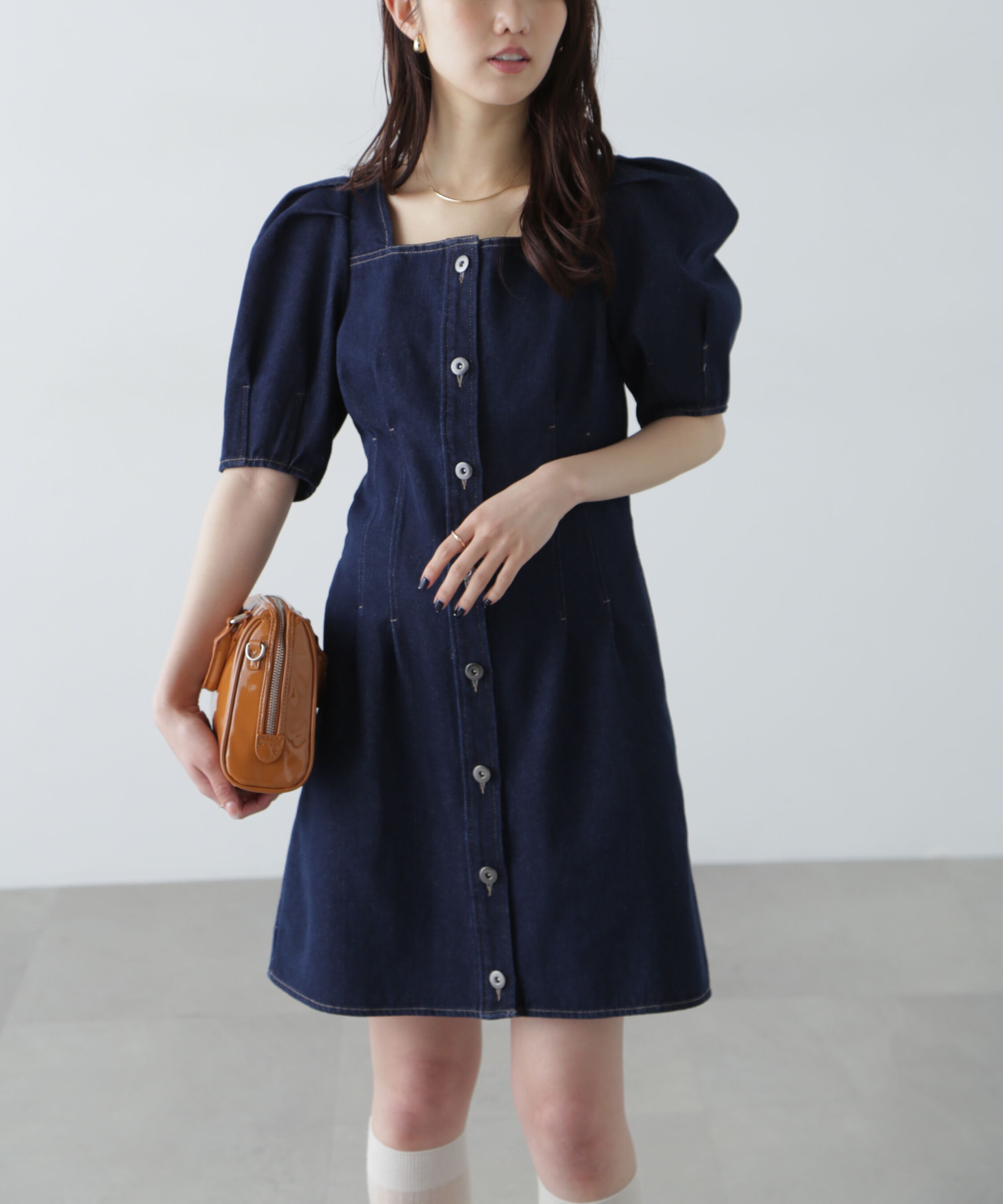  「デニムミニワンピース」|ワンピース|