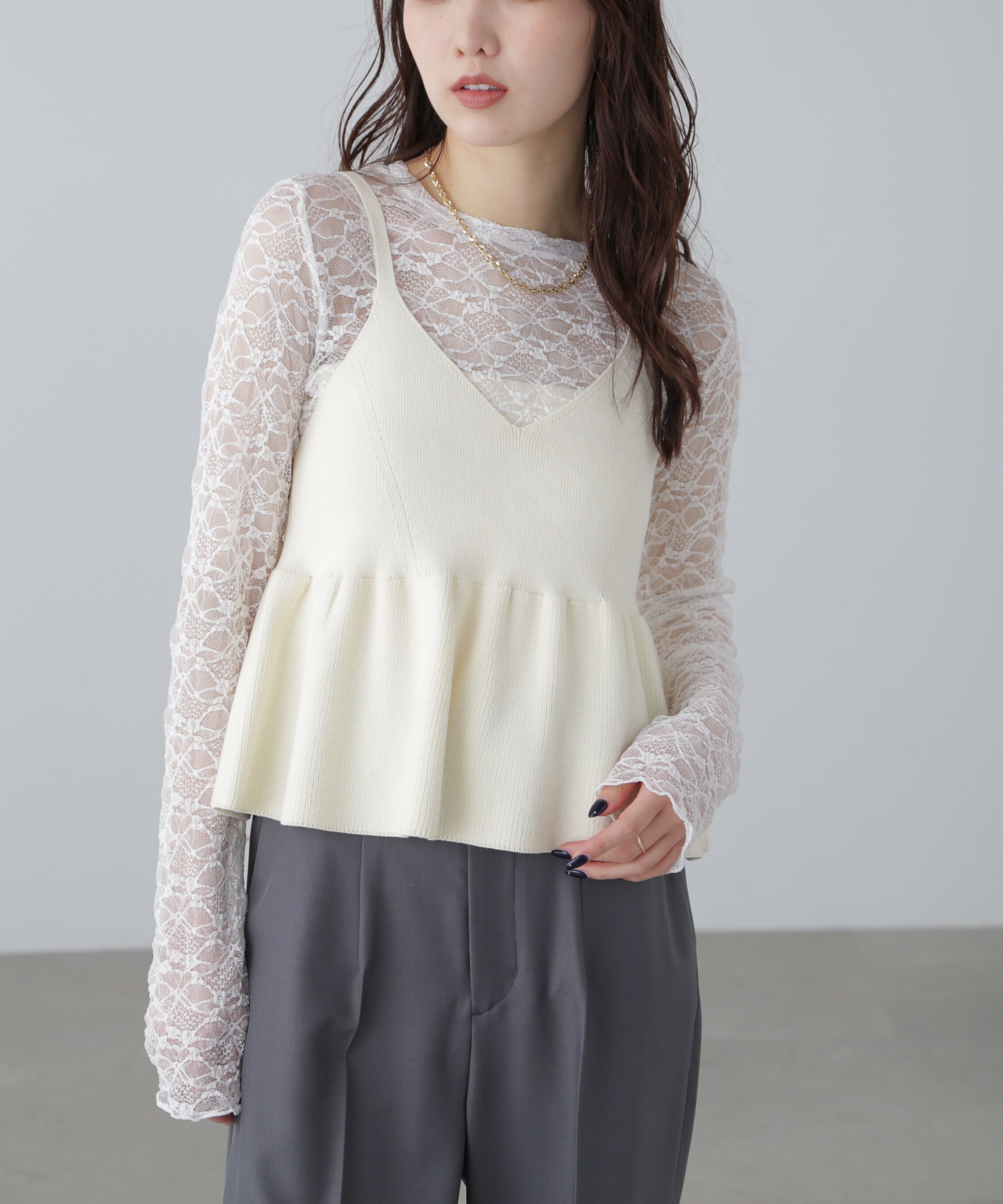  「ニットペプラムビスチェ」|ニット・セーター|