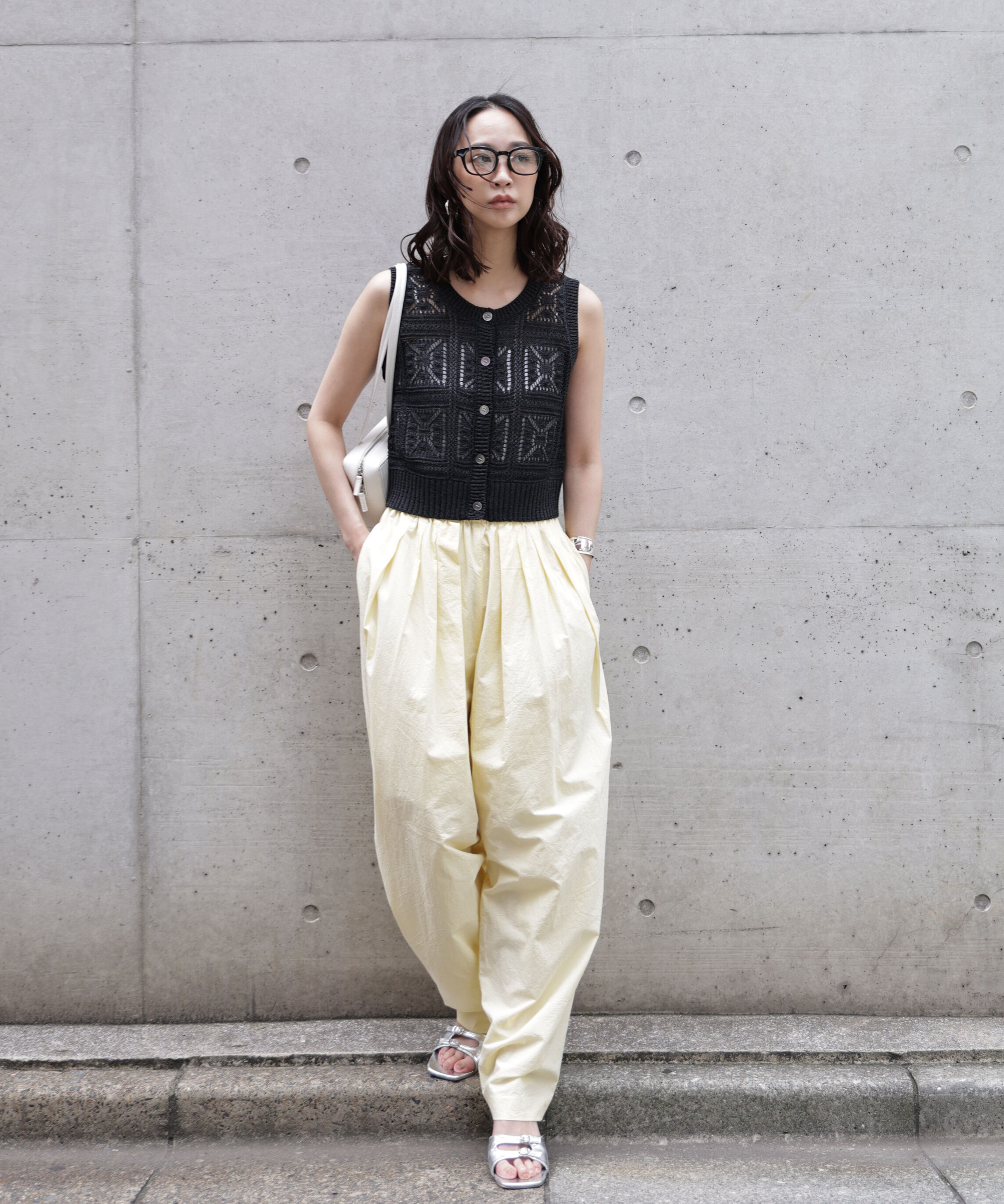  「前後2wayクロッシェニットベスト」|ニット・セーター|