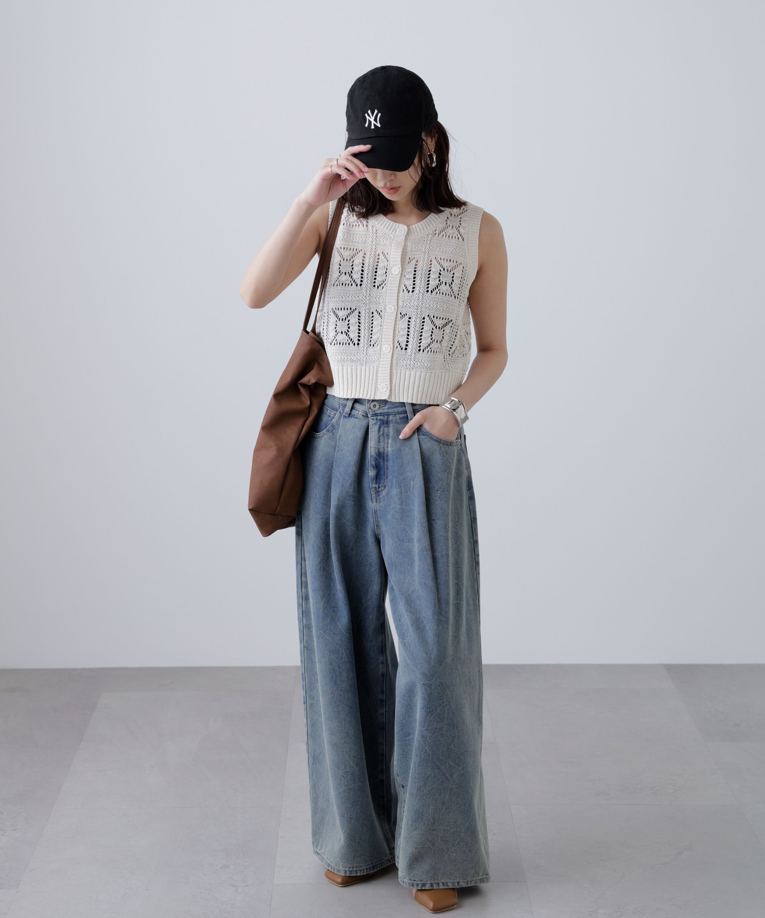  「前後2wayクロッシェニットベスト」|ニット・セーター|