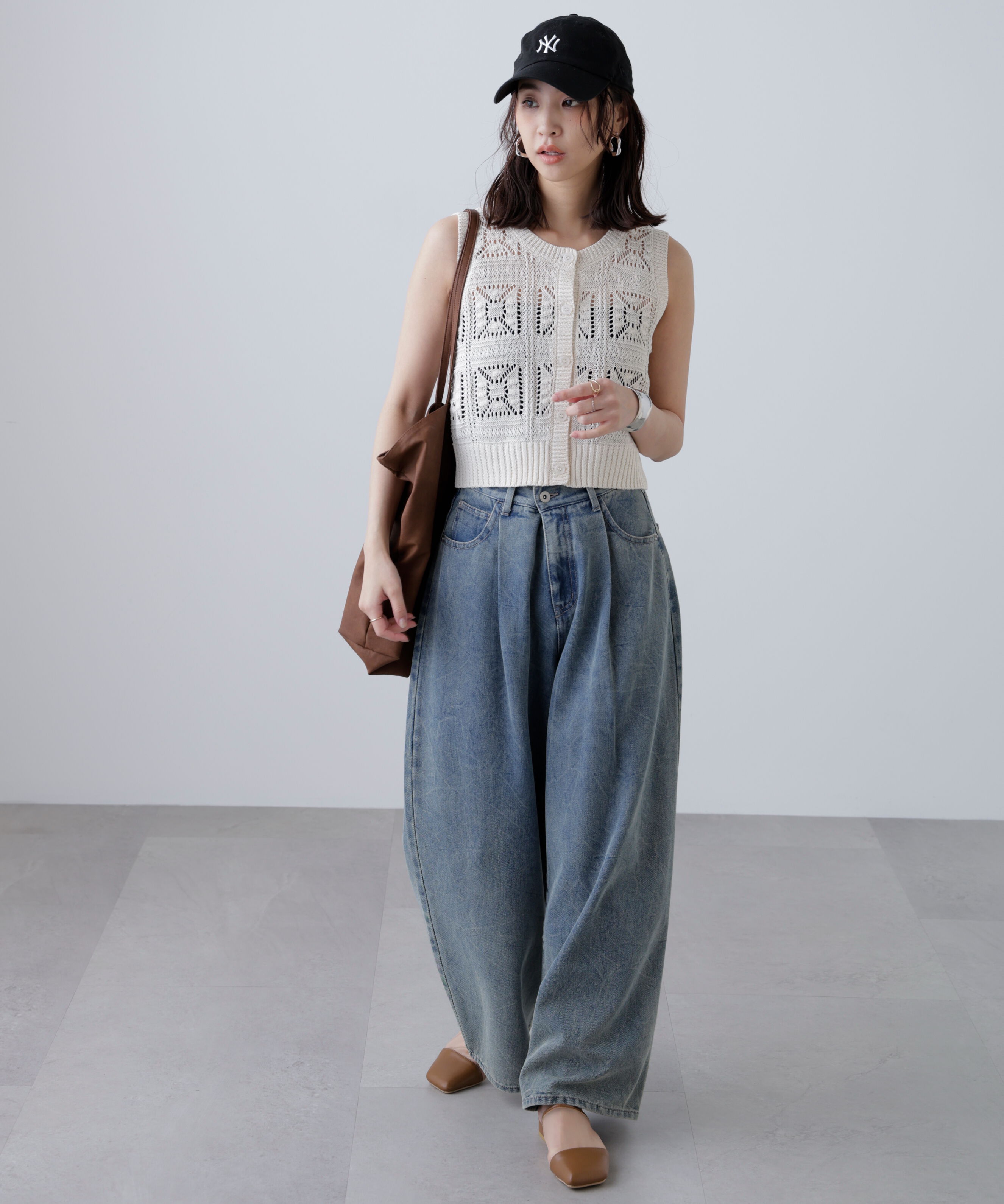  「前後2wayクロッシェニットベスト」|ニット・セーター|